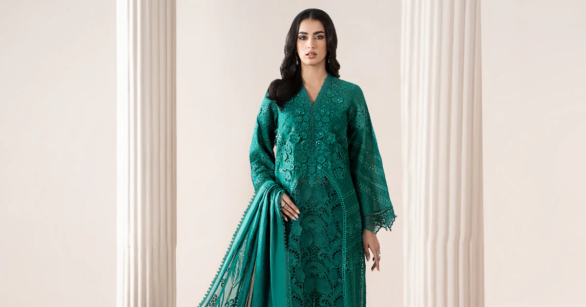 3 Piece Embroidered Jacquard Lawn Suit | ELS-25-05