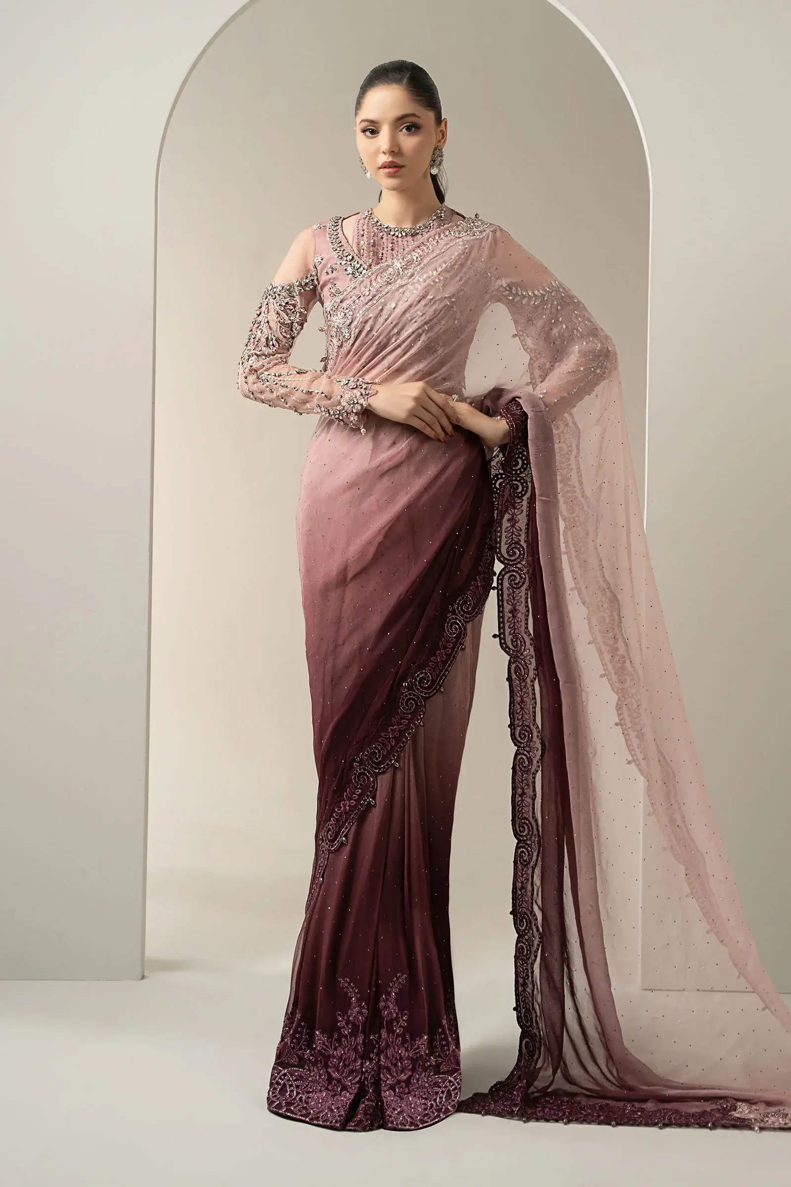 Embroidered Chiffon Saree | BDS-3001