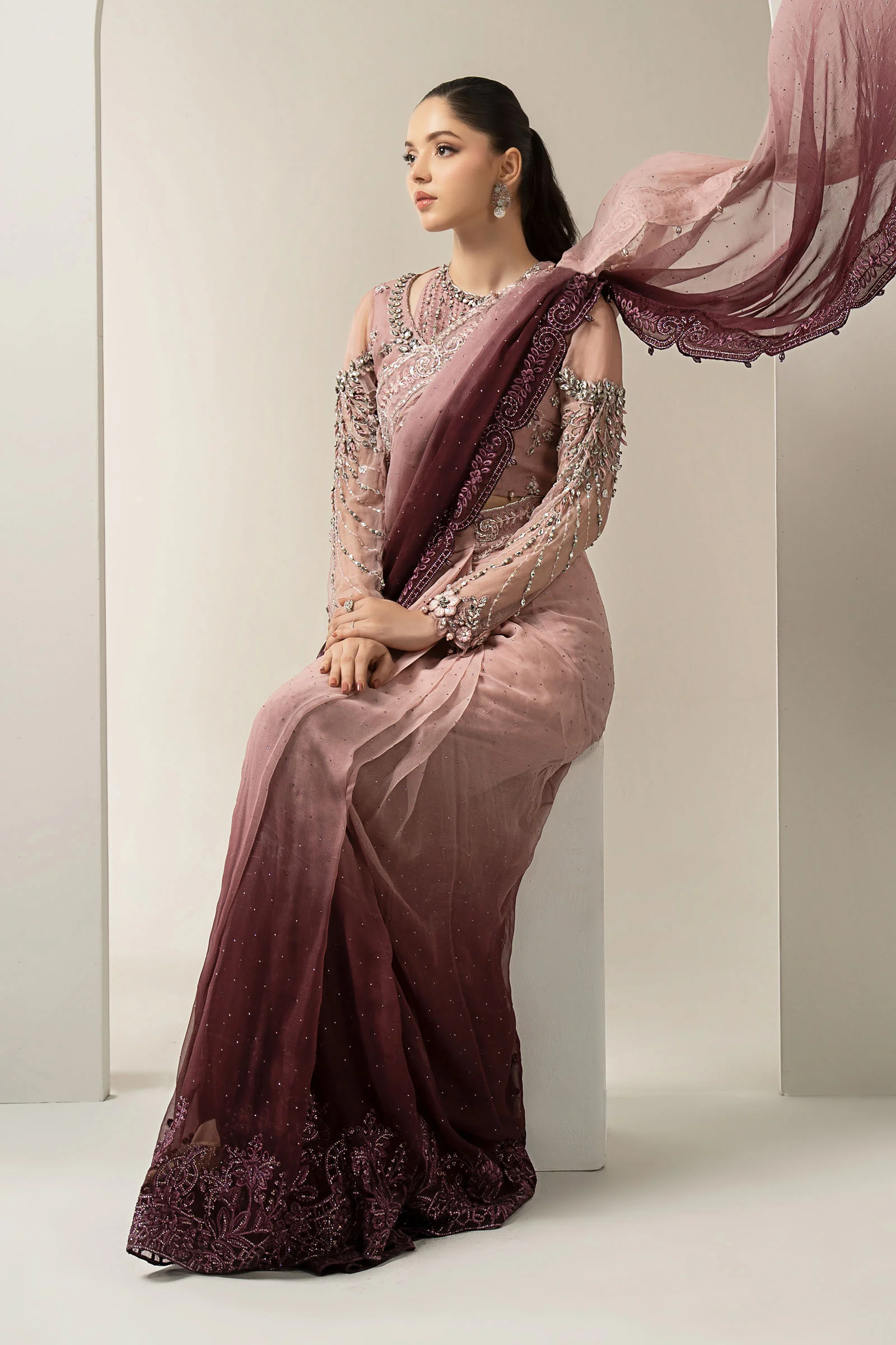 Embroidered Chiffon Saree | BDS-3001