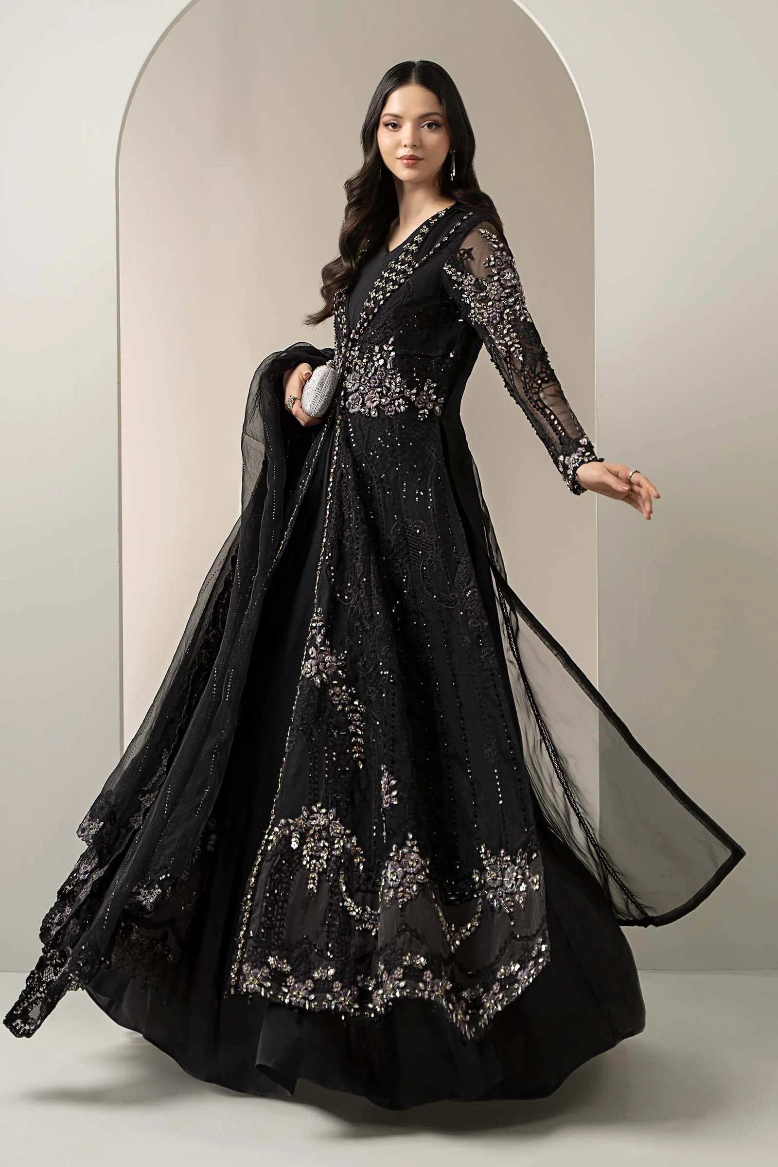 3 Piece Embroidered Organza Suit | BDS-3004