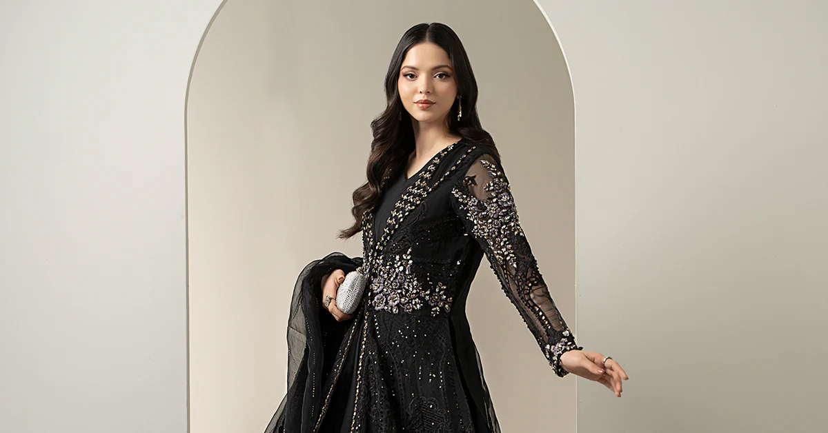 3 Piece Embroidered Organza Suit | BDS-3004