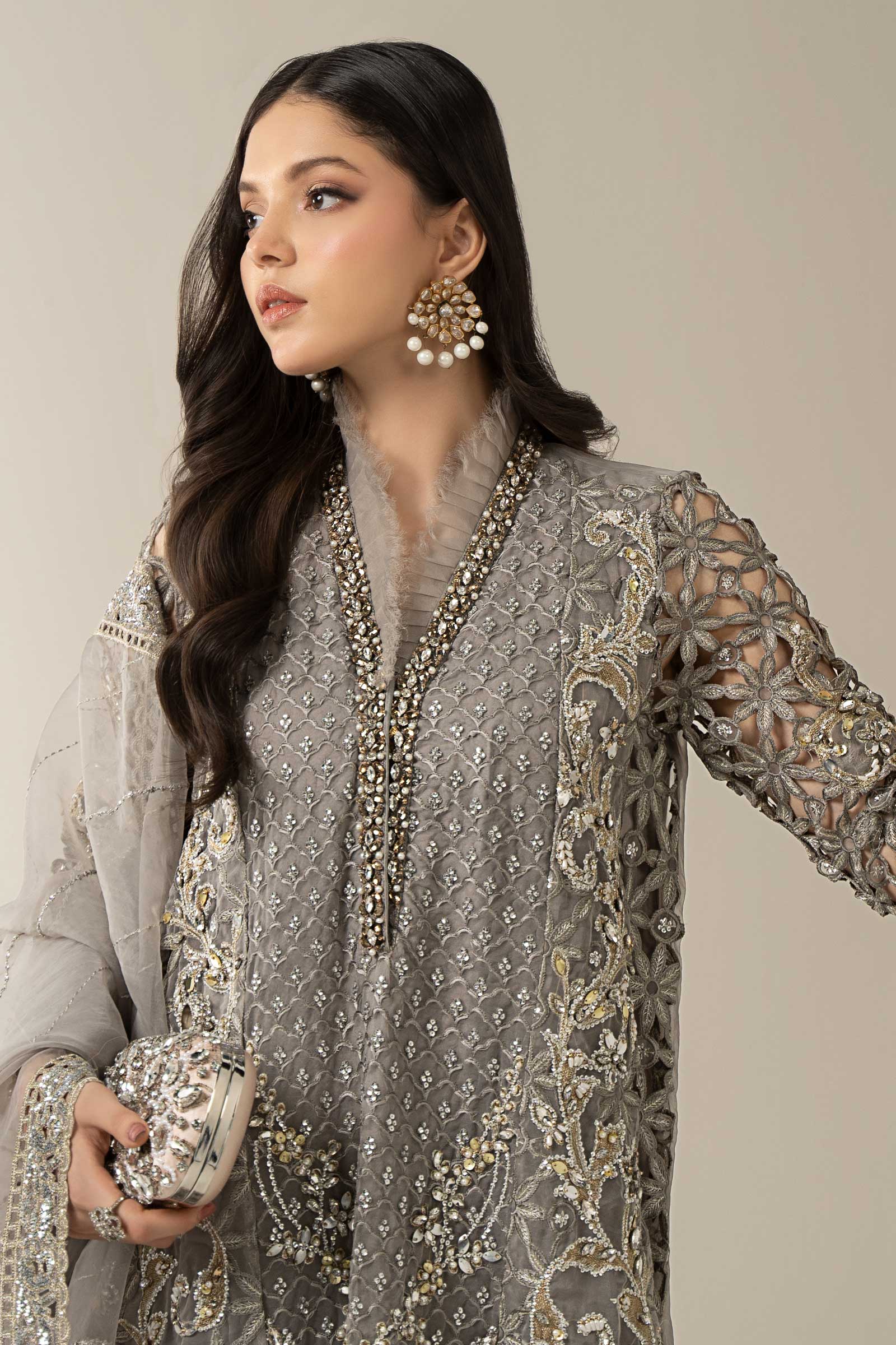 3 Piece Embroidered Organza Suit | BDS-3006