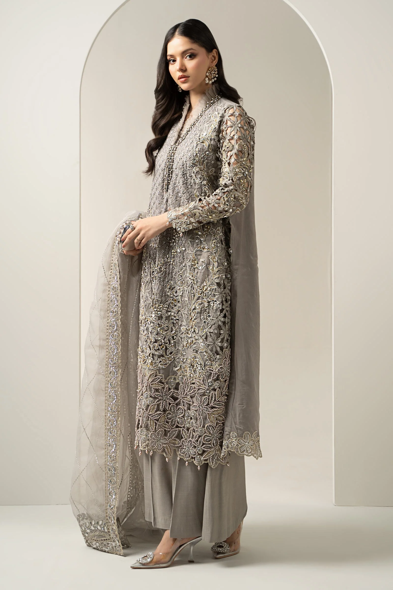 3 Piece Embroidered Organza Suit | BDS-3006