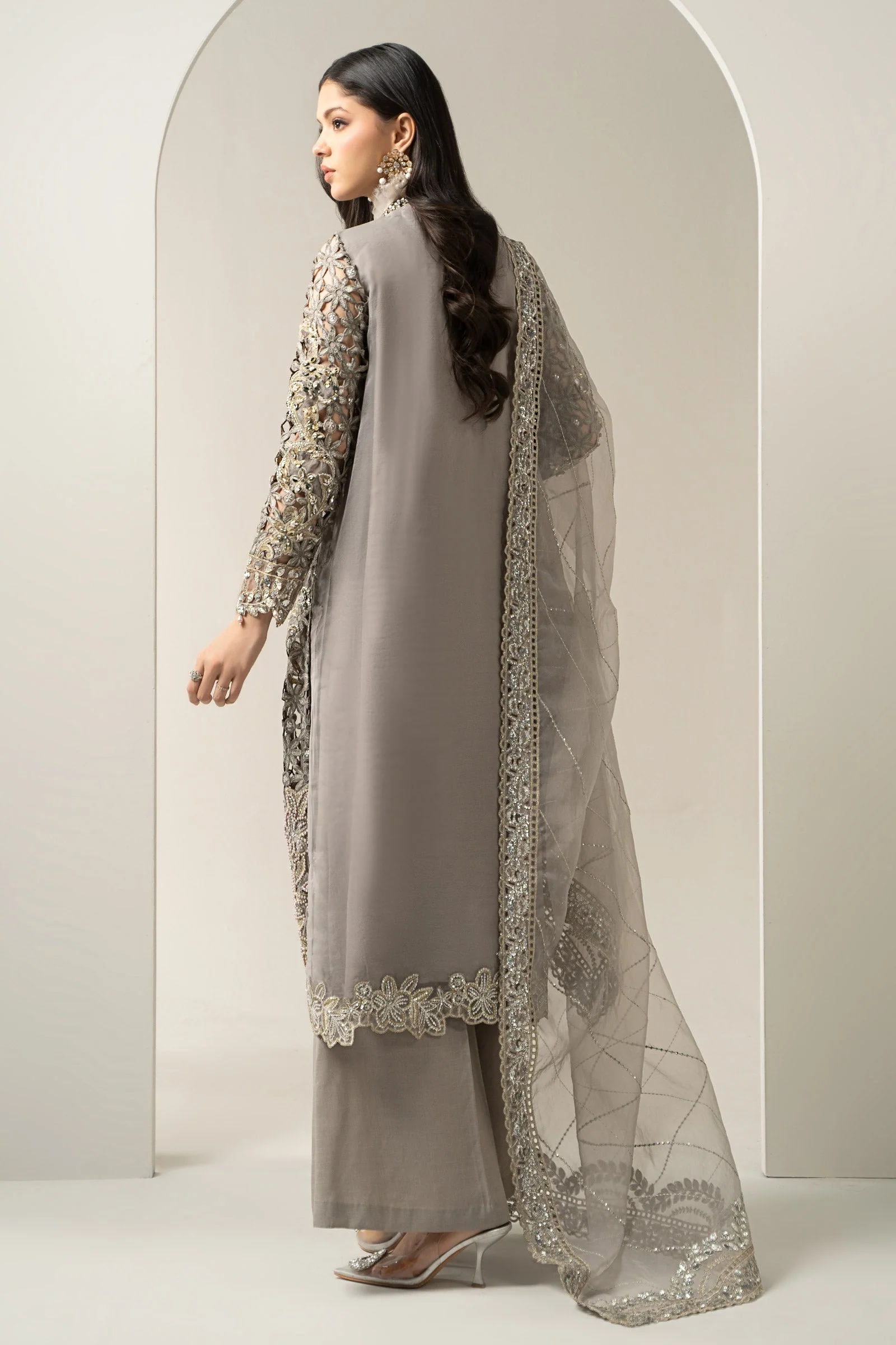 3 Piece Embroidered Organza Suit | BDS-3006