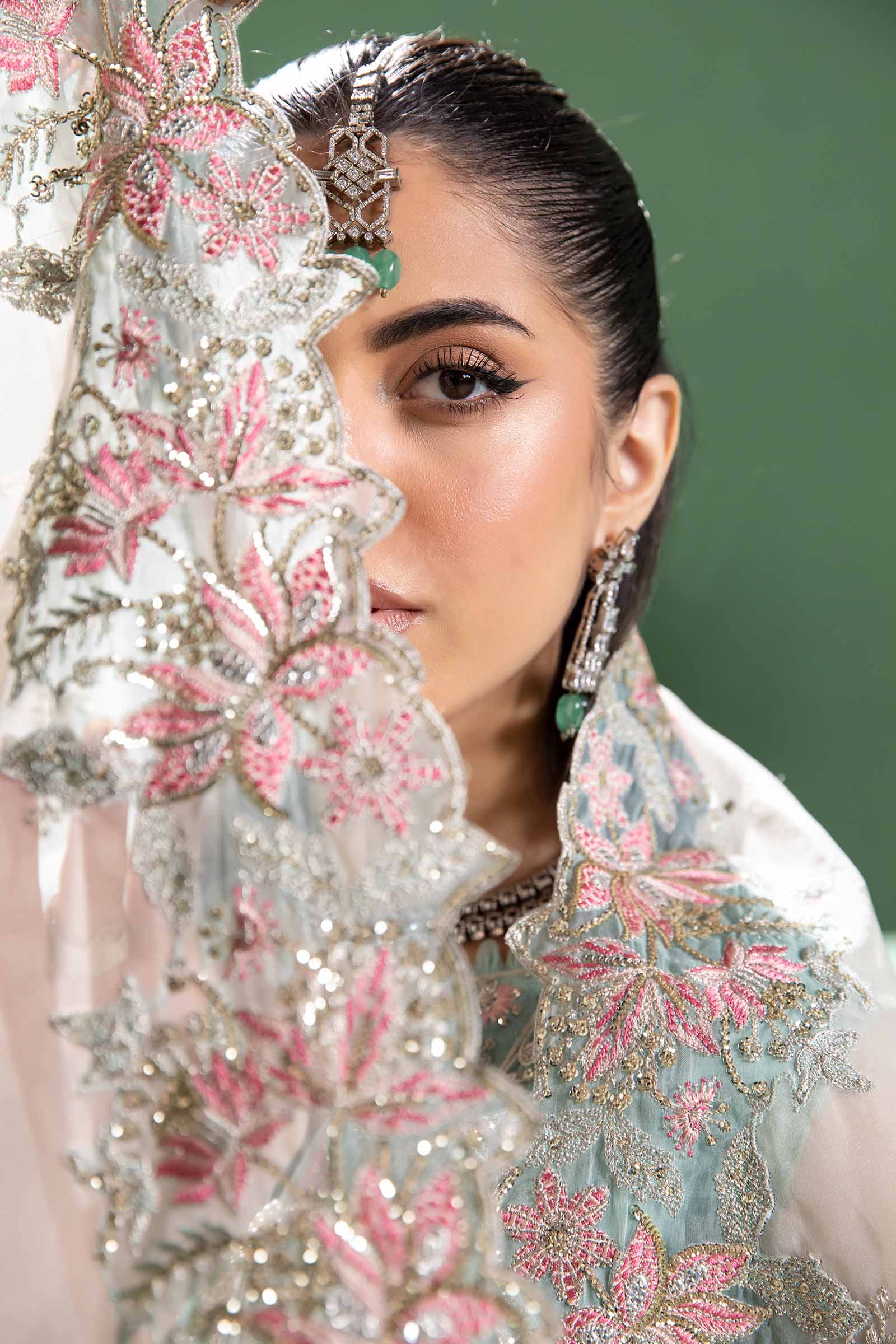 3 Piece Embroidered Raw Silk Suit