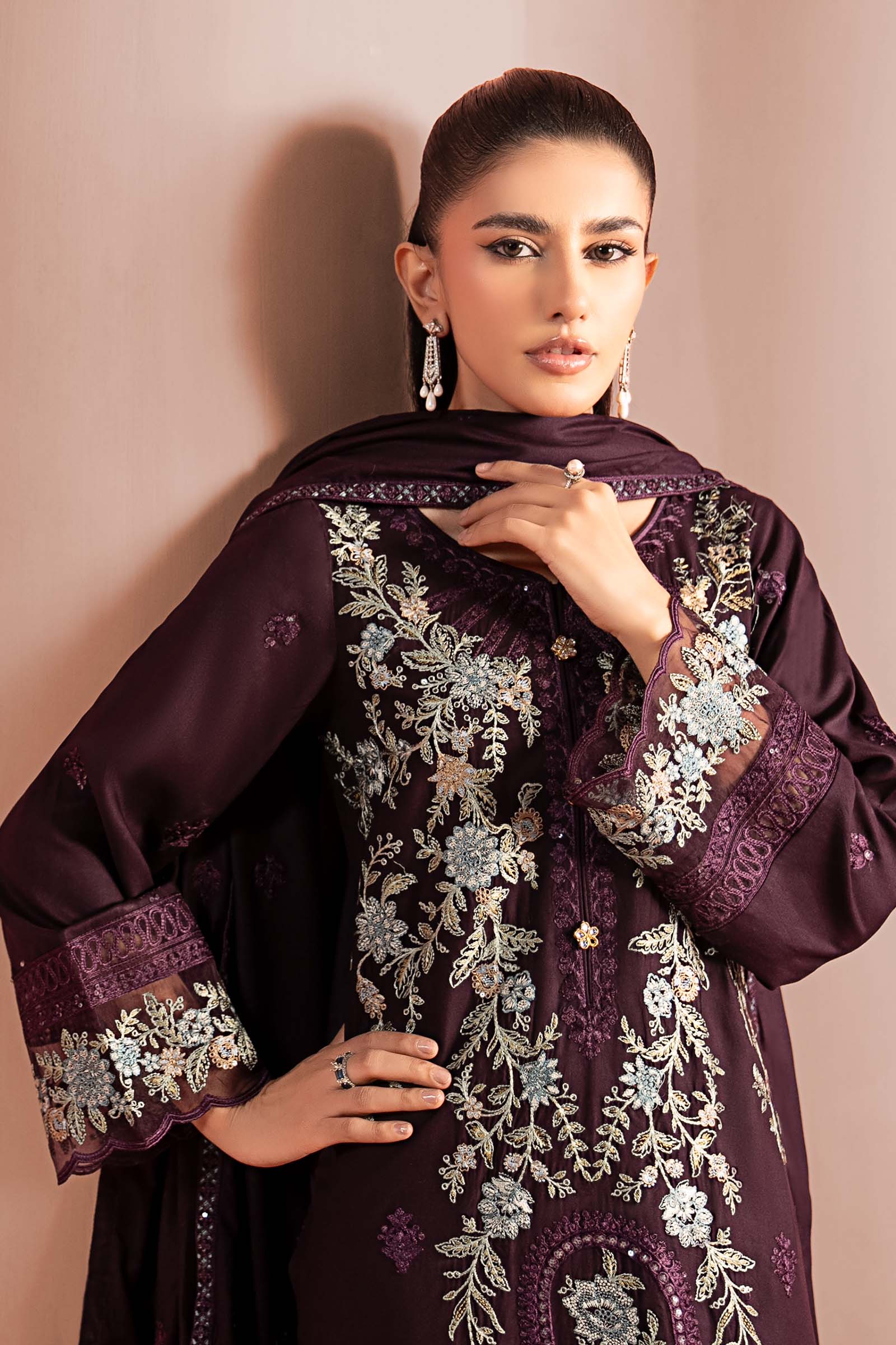 3 Piece Embroidered Linen Suit