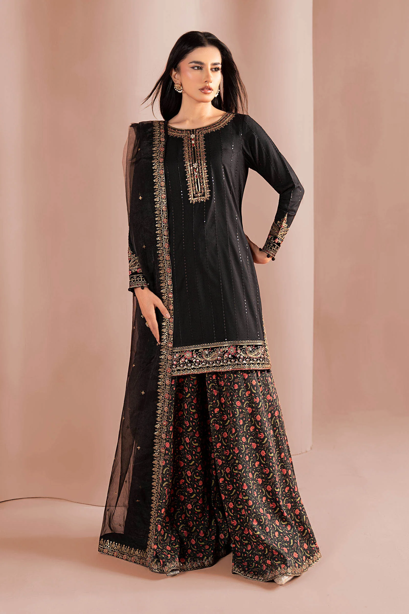 3 Piece Embroidered Linen Suit