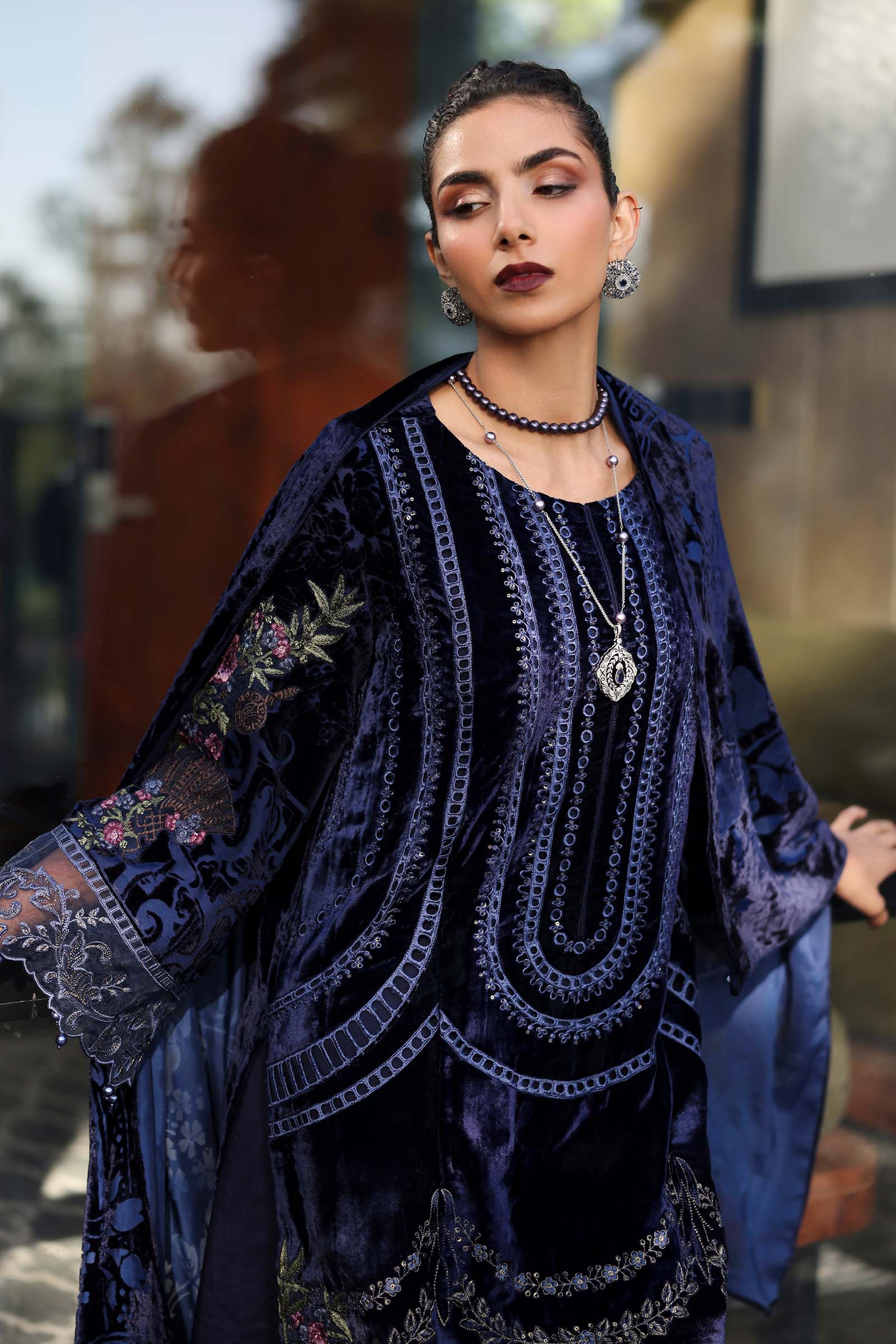 3 Piece Embroidered Velvet Suit 132 3 Piece Embroidered Velvet Suit