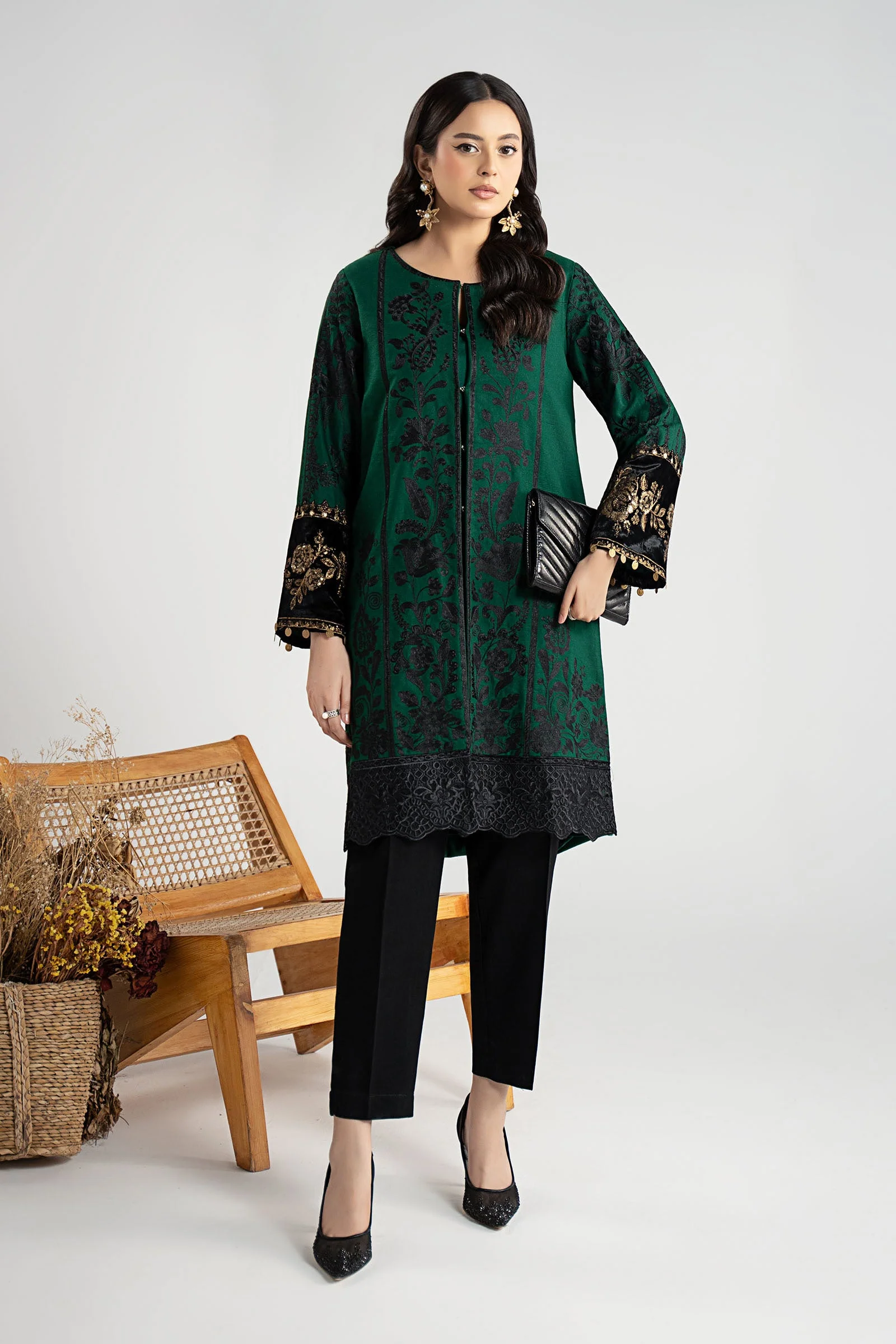 3 Piece Embroidered Cotton Dobby Suit