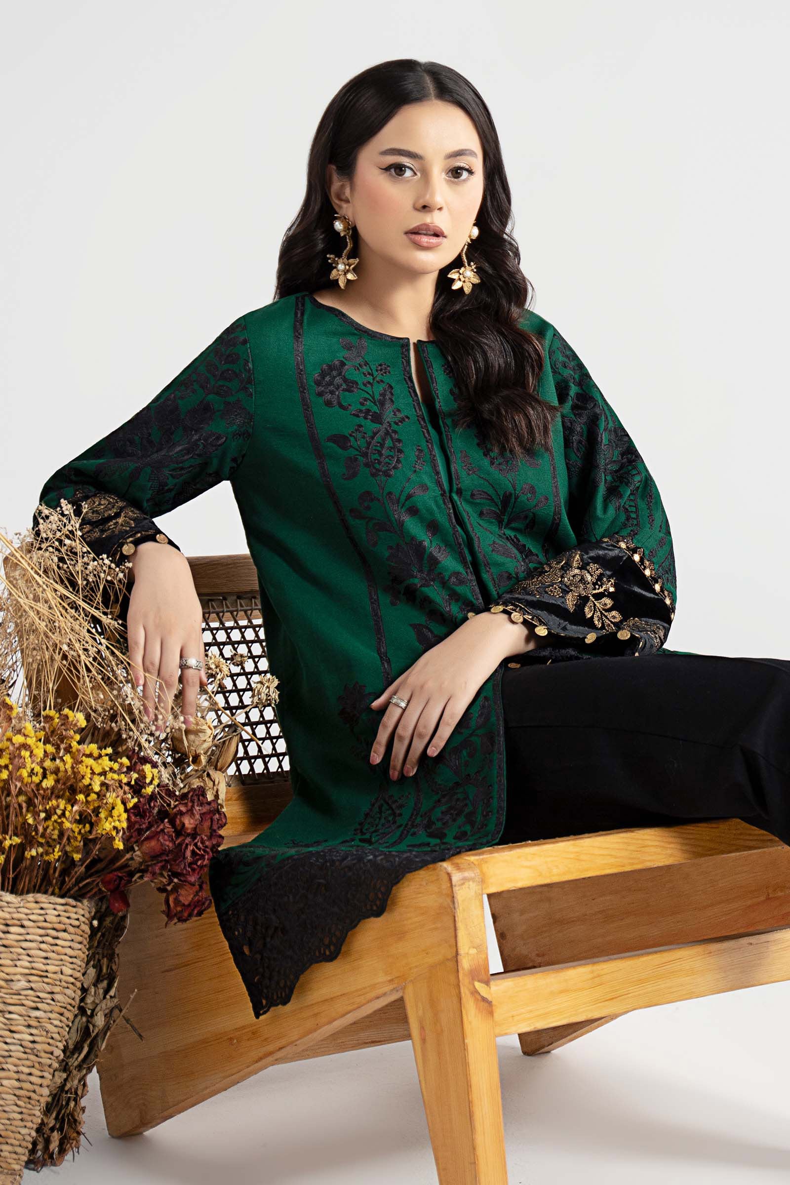 3 Piece Embroidered Cotton Dobby Suit