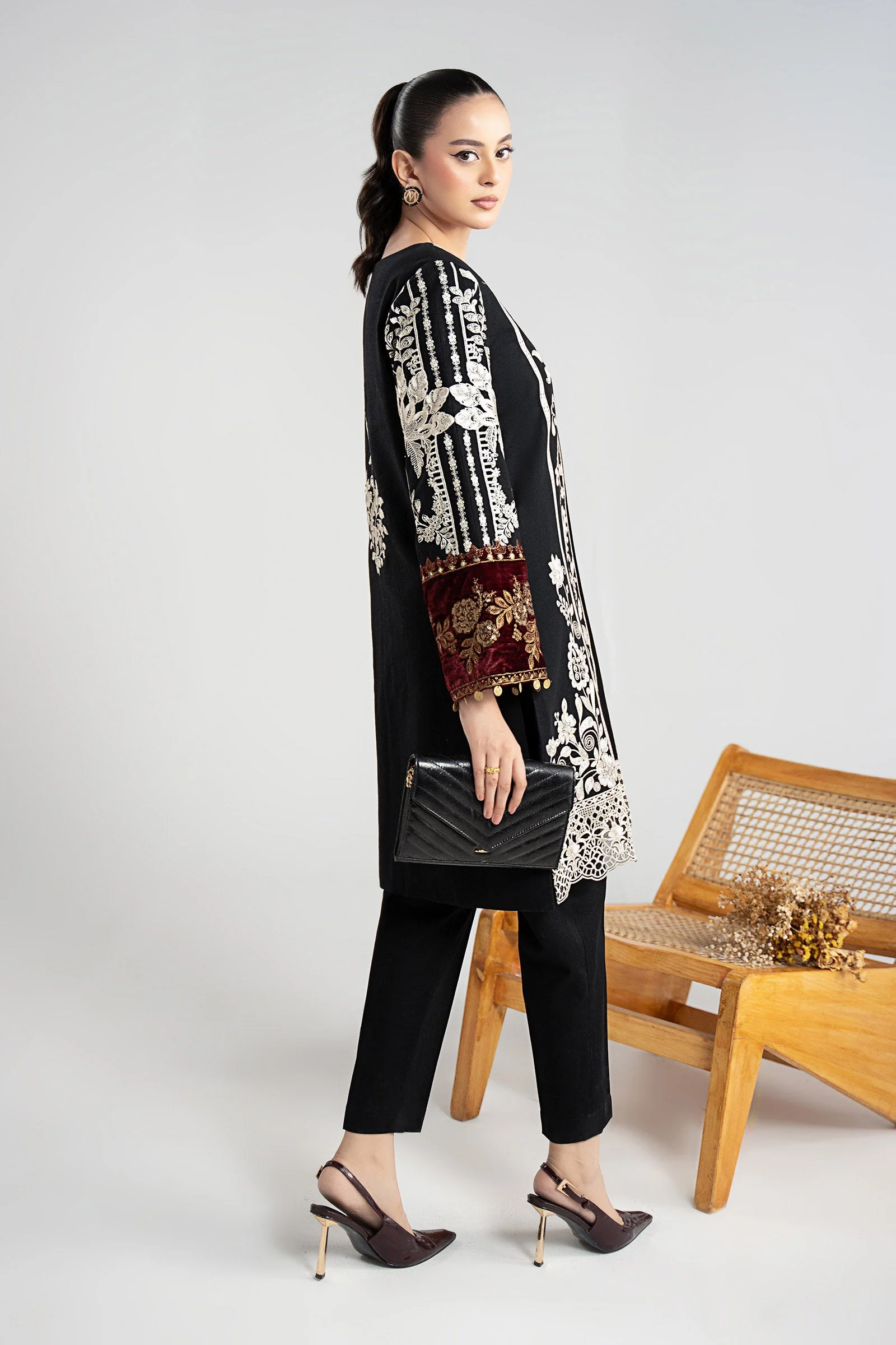 3 Piece Embroidered Cotton Dobby Suit