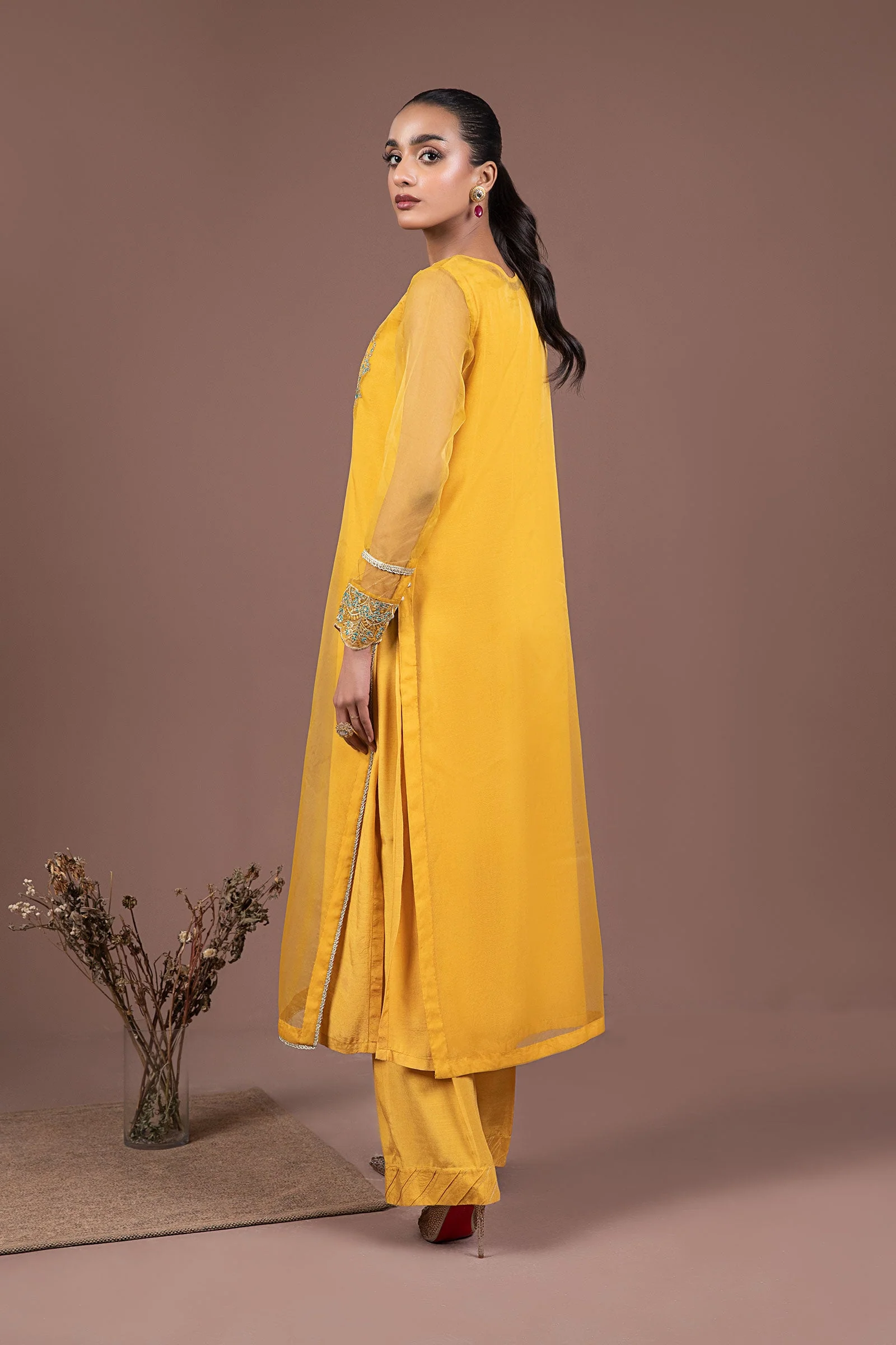 2 Pc Dyed Organza Suit