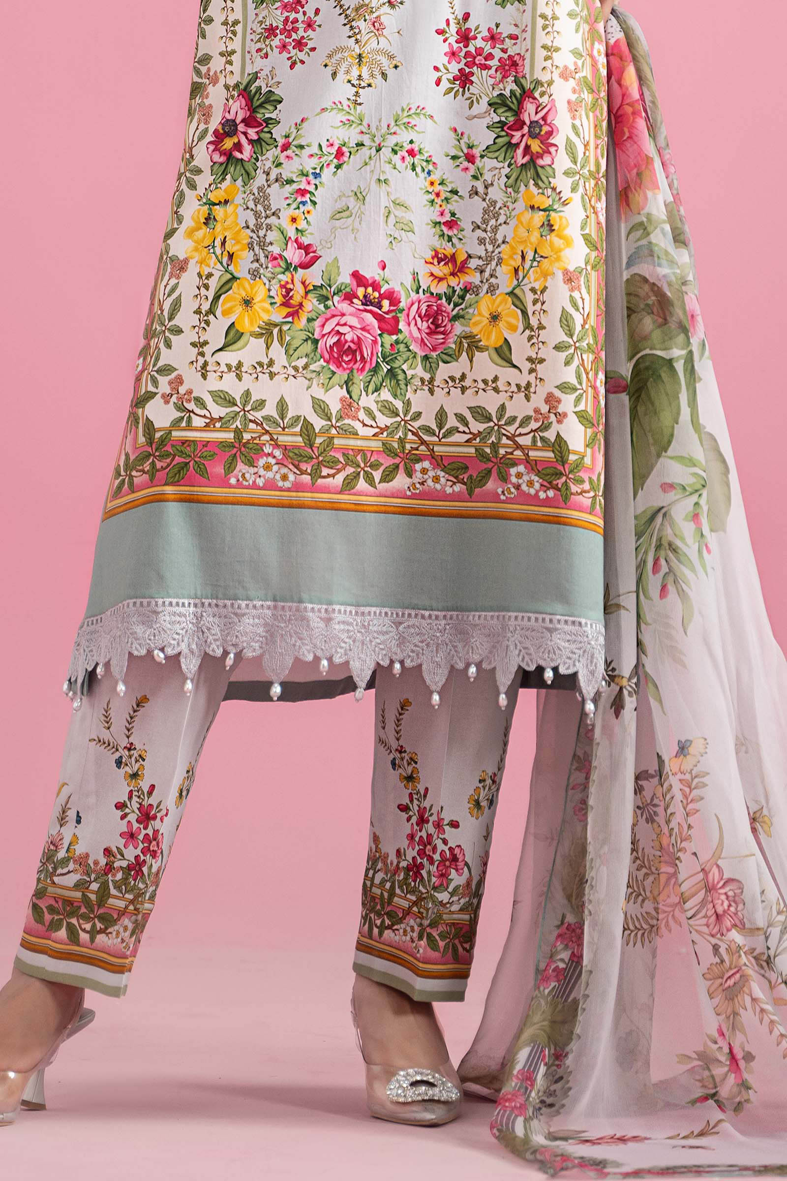 3 Piece Unstitched Embroidered Lawn Suit | MPT-2605-B
