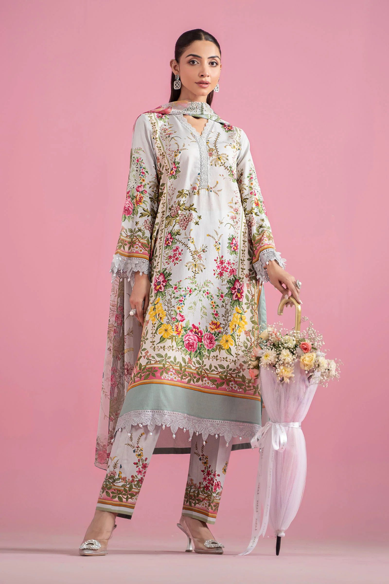 3 Piece Unstitched Embroidered Lawn Suit | MPT-2605-B