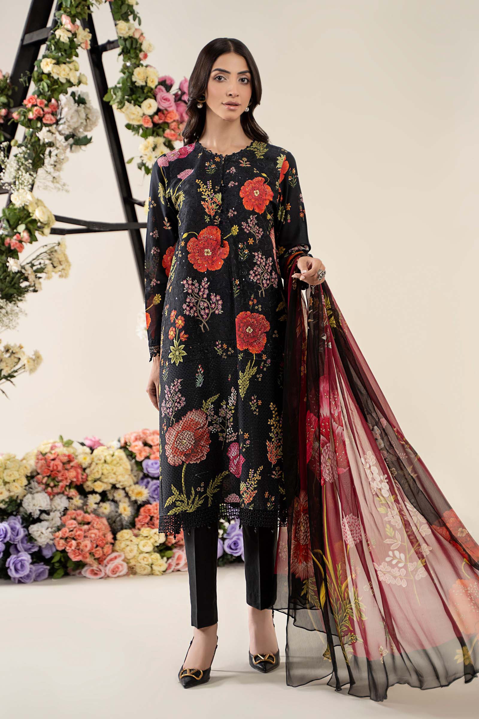 3 Piece Unstitched Embroidered Lawn Suit | MPT-2607-B