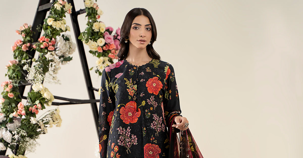 3 Piece Unstitched Embroidered Lawn Suit | MPT-2607-B