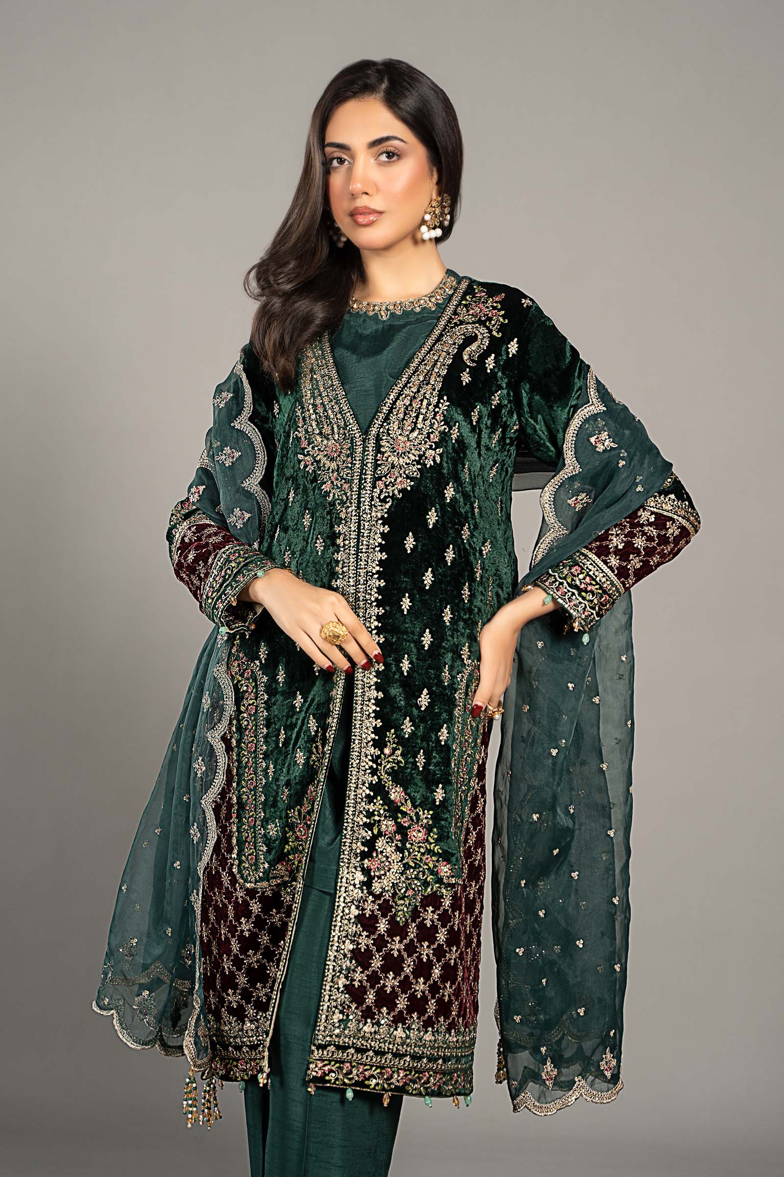 3 Piece Embroidered Velvet Suit 49 3 Piece Embroidered Velvet Suit