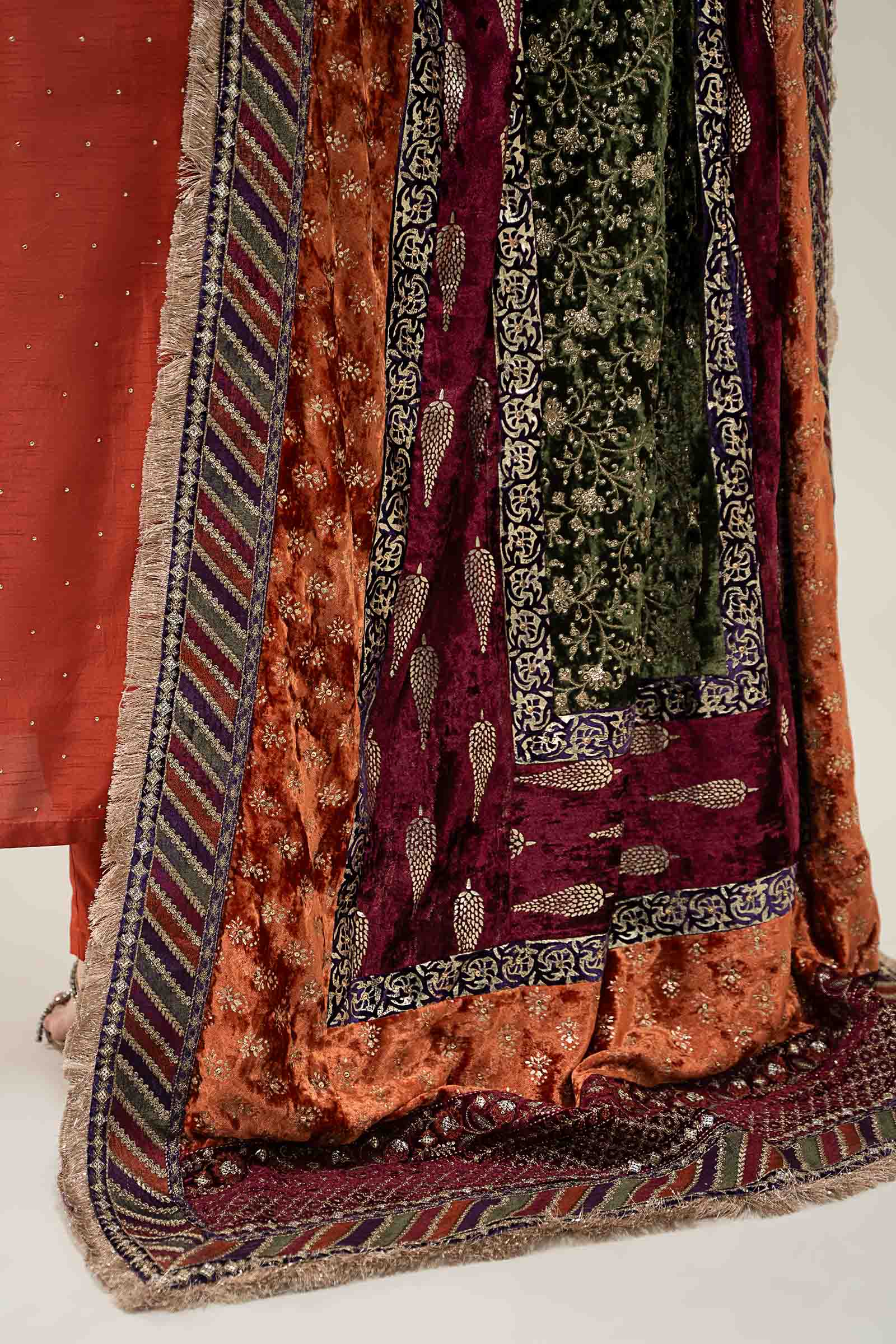 3 Piece Embroidered Raw Silk Suit