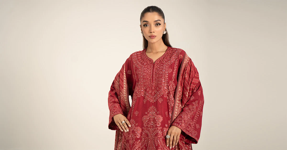 3 Piece Embroidered Pashmina Wool Suit