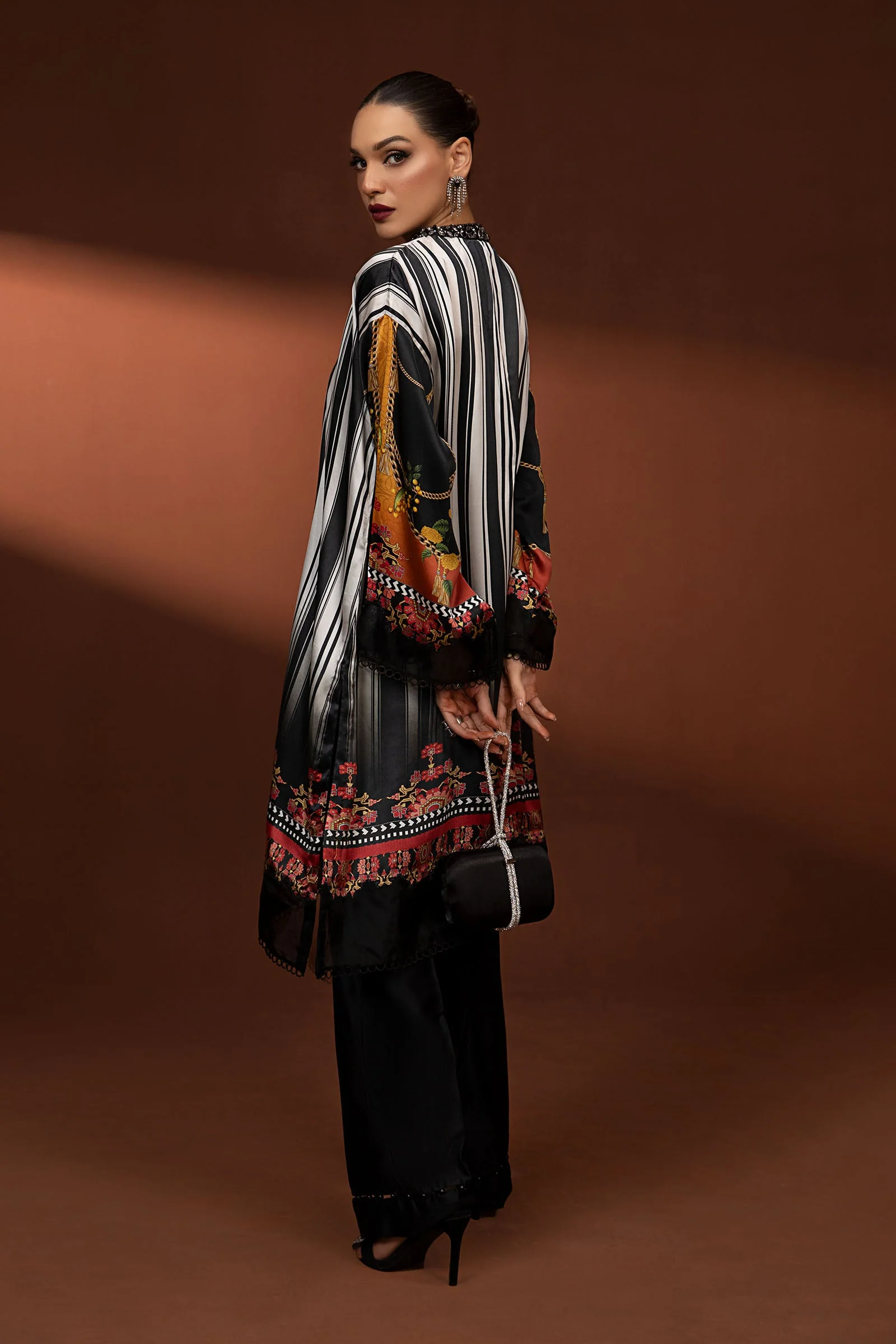 3 Piece Printed Pure Charmeuse Silk Suit