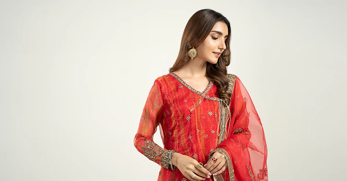 3 Piece Embroidered Frock