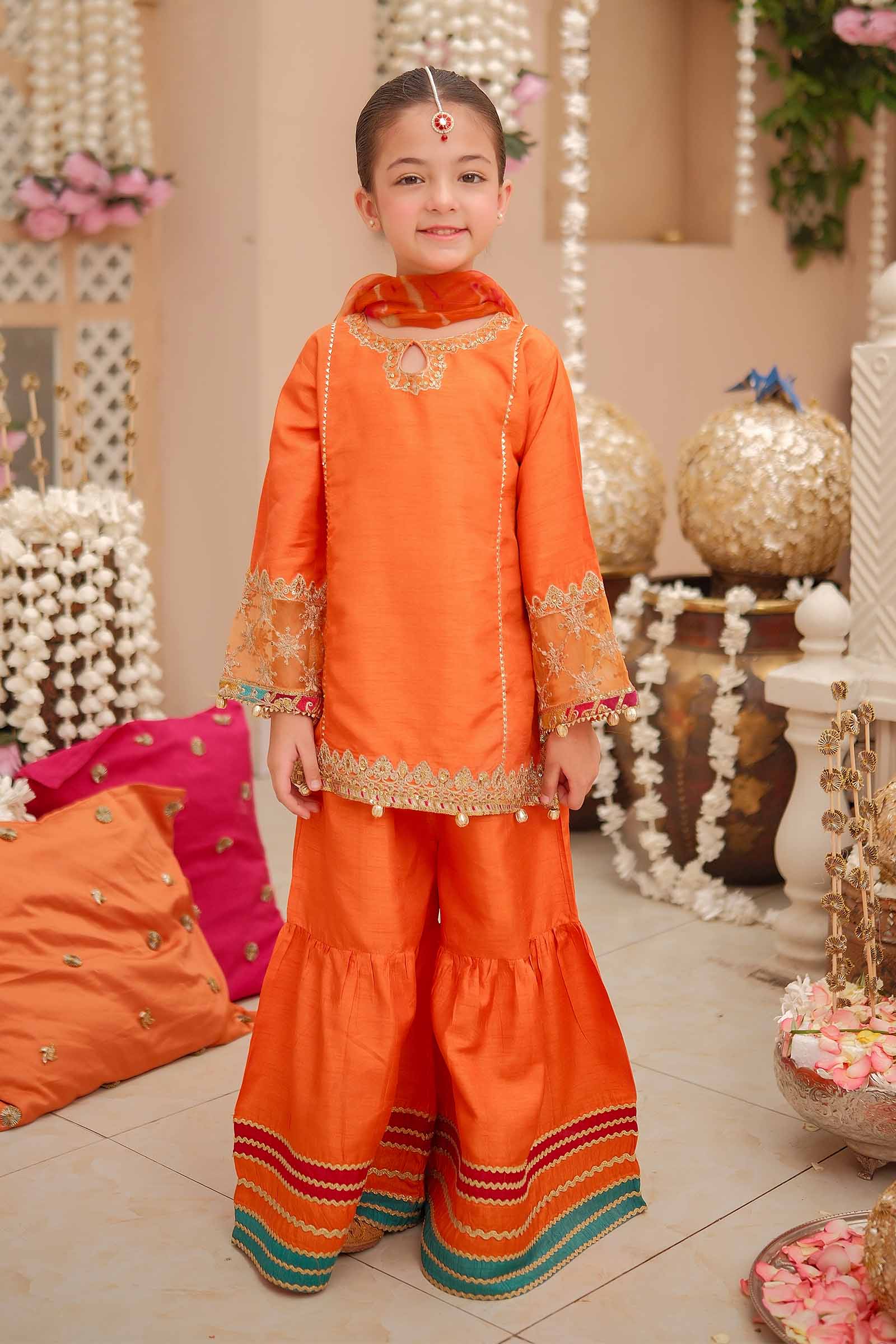 3 Piece Embroidered Raw Silk Suit