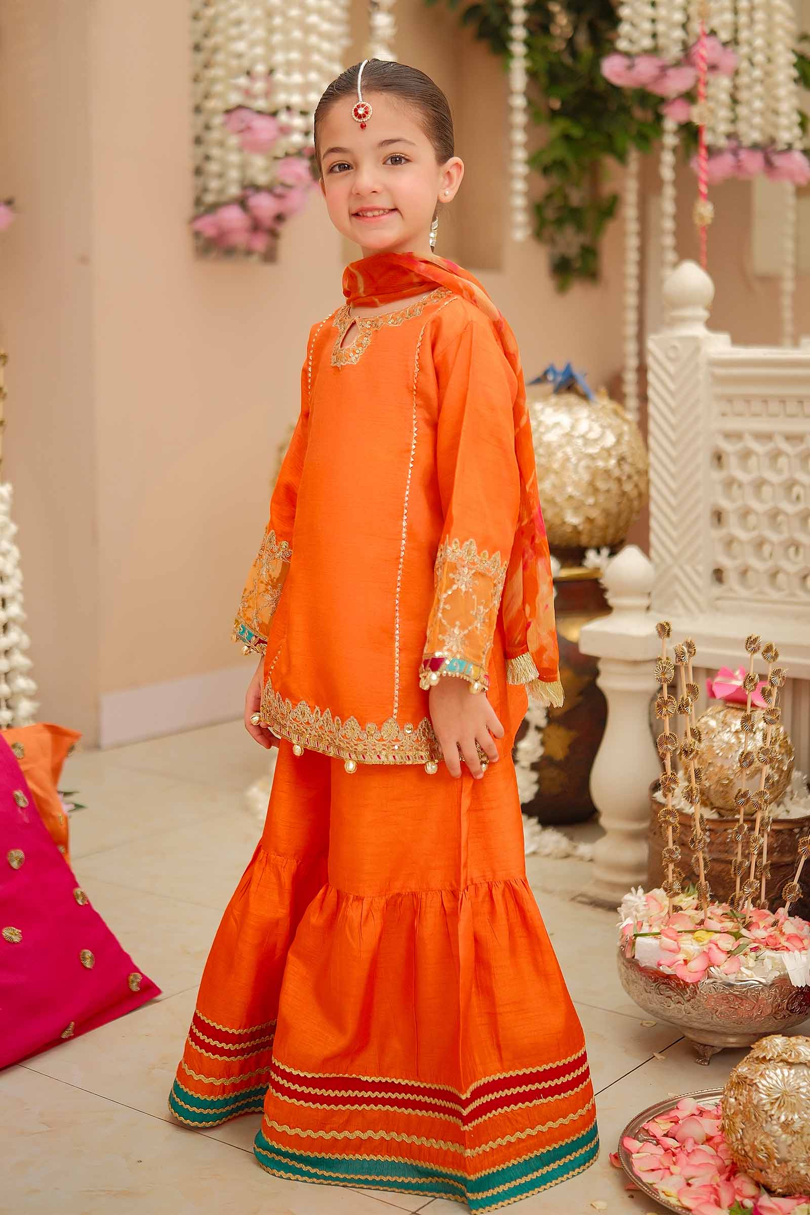 3 Piece Embroidered Raw Silk Suit