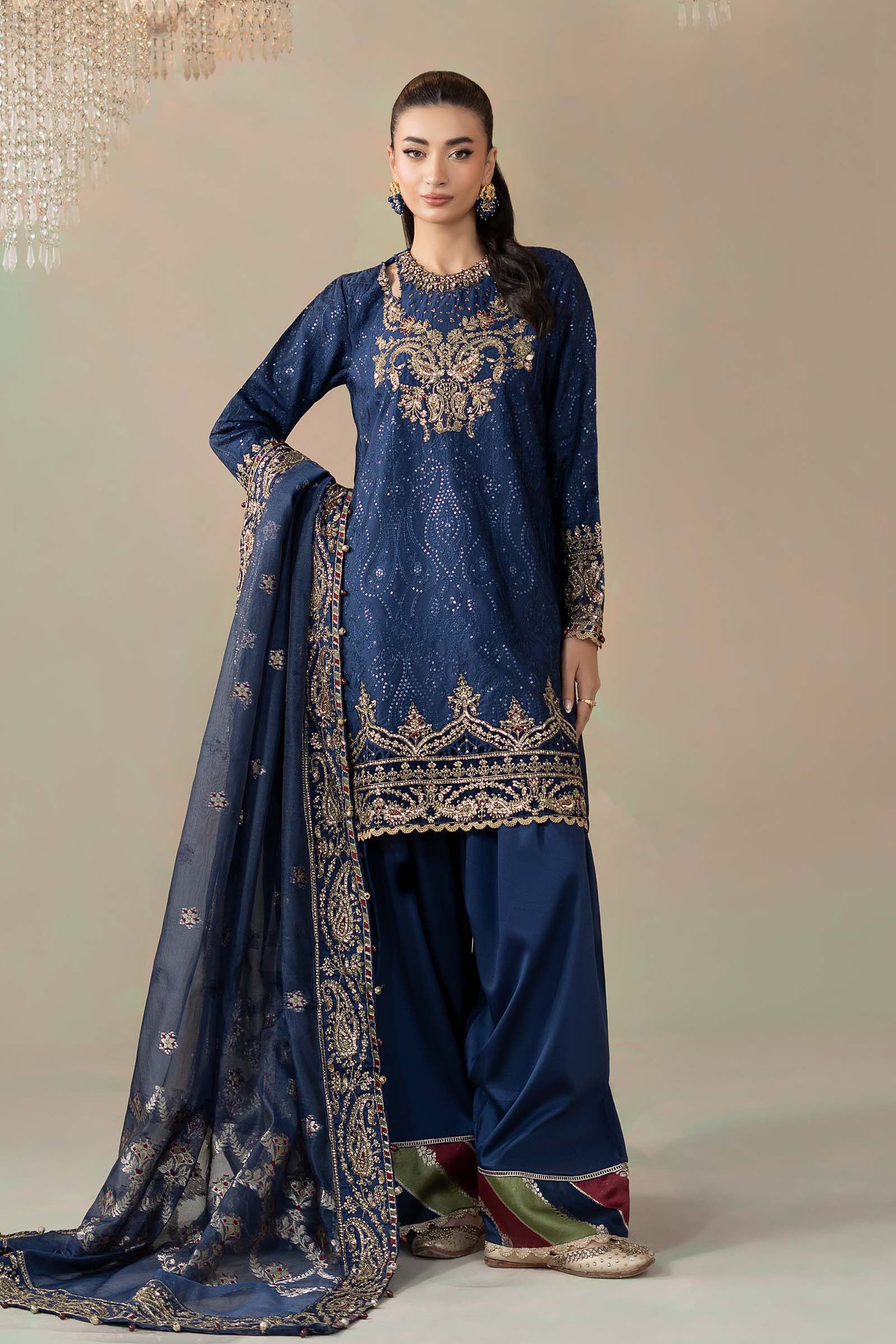 3 Piece Embroidered Cotton Satin Suit | CSS-804