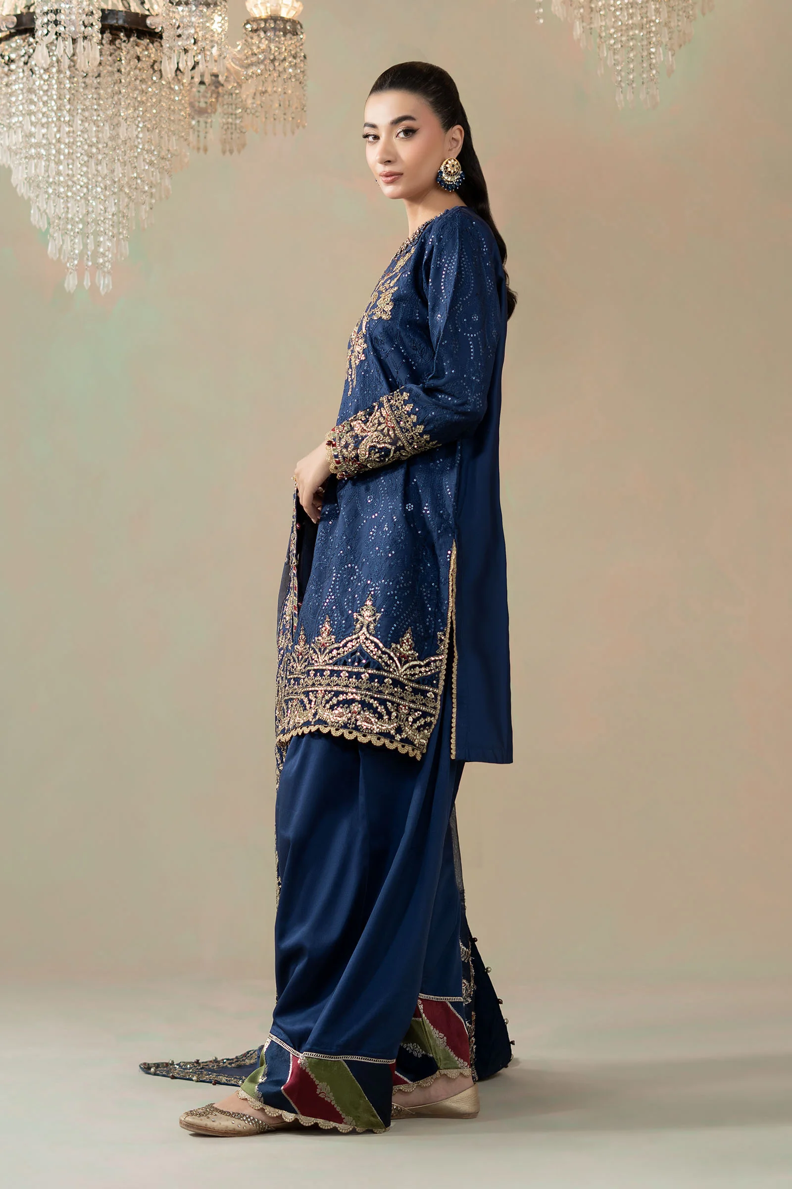 3 Piece Embroidered Cotton Satin Suit | CSS-804