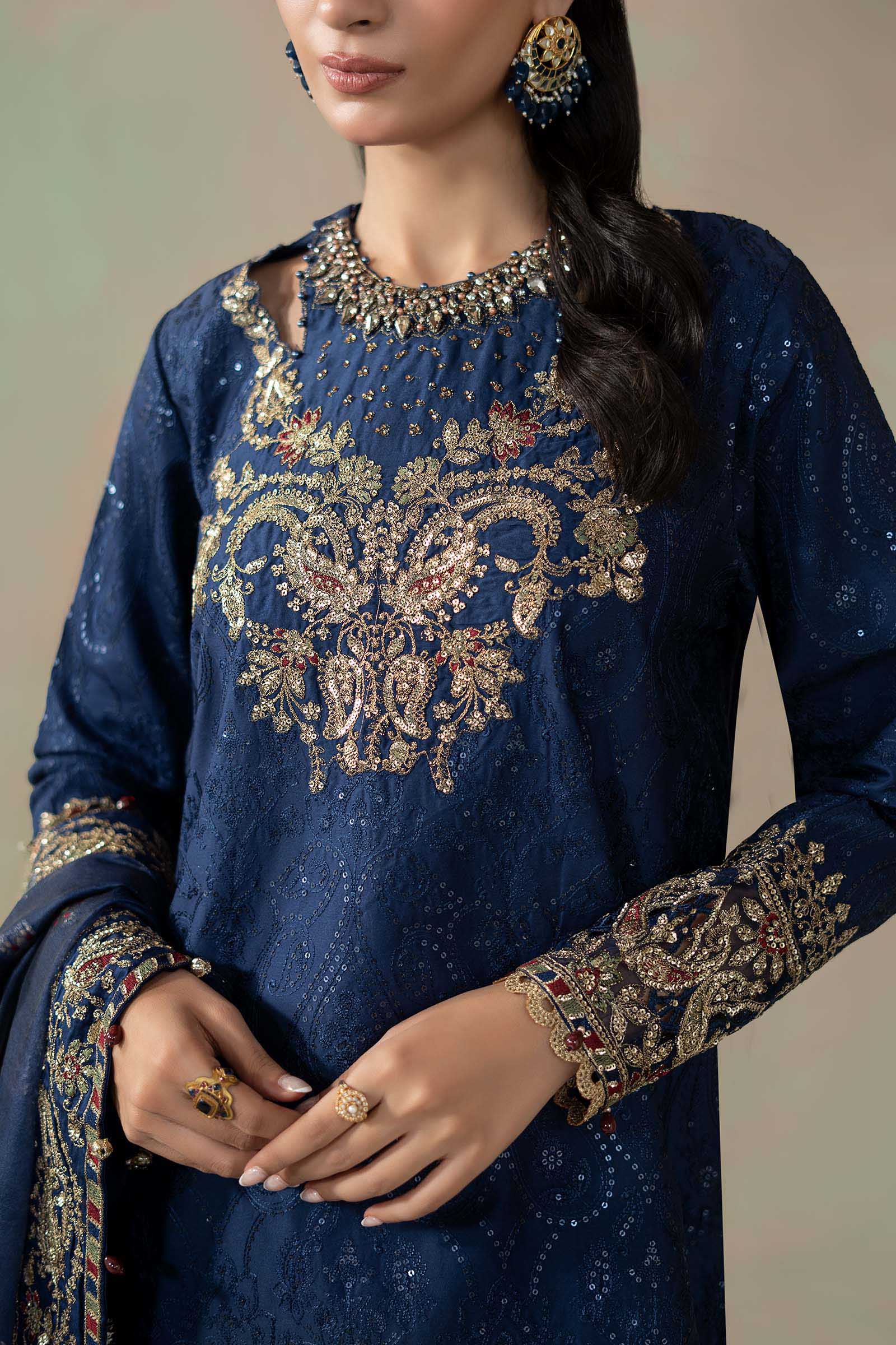3 Piece Embroidered Cotton Satin Suit | CSS-804