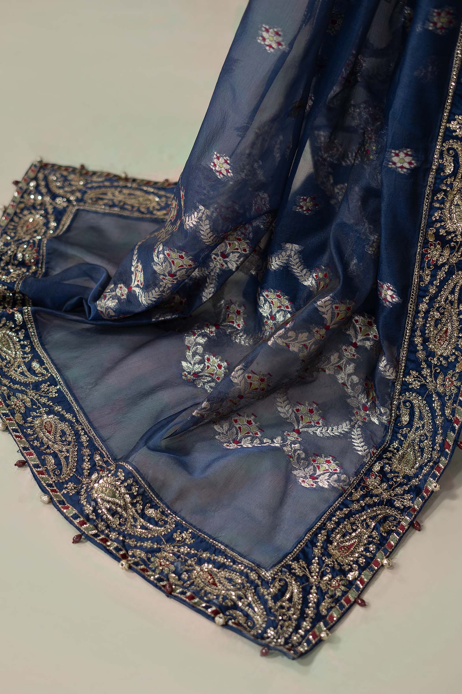 3 Piece Embroidered Cotton Satin Suit | CSS-804