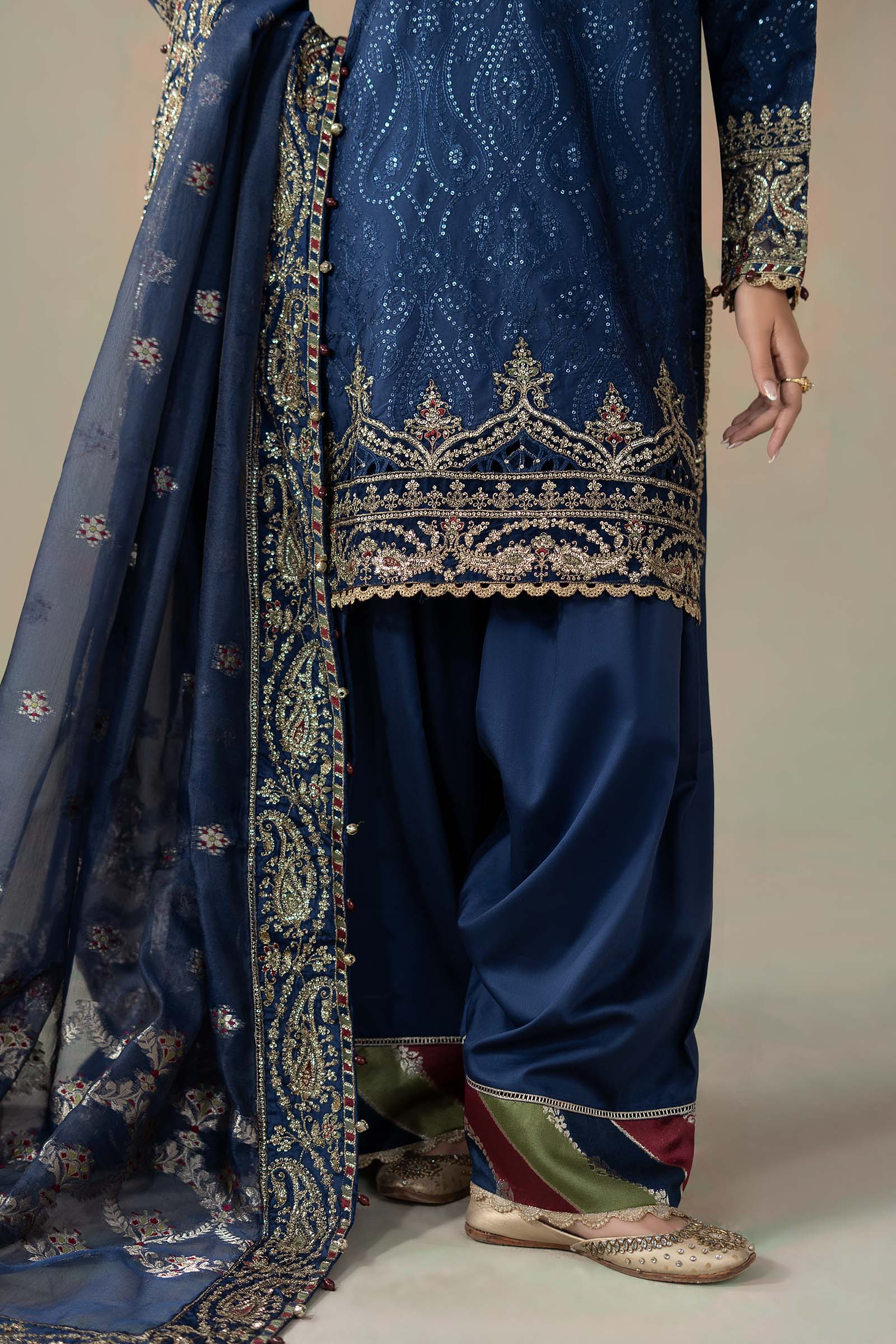 3 Piece Embroidered Cotton Satin Suit | CSS-804