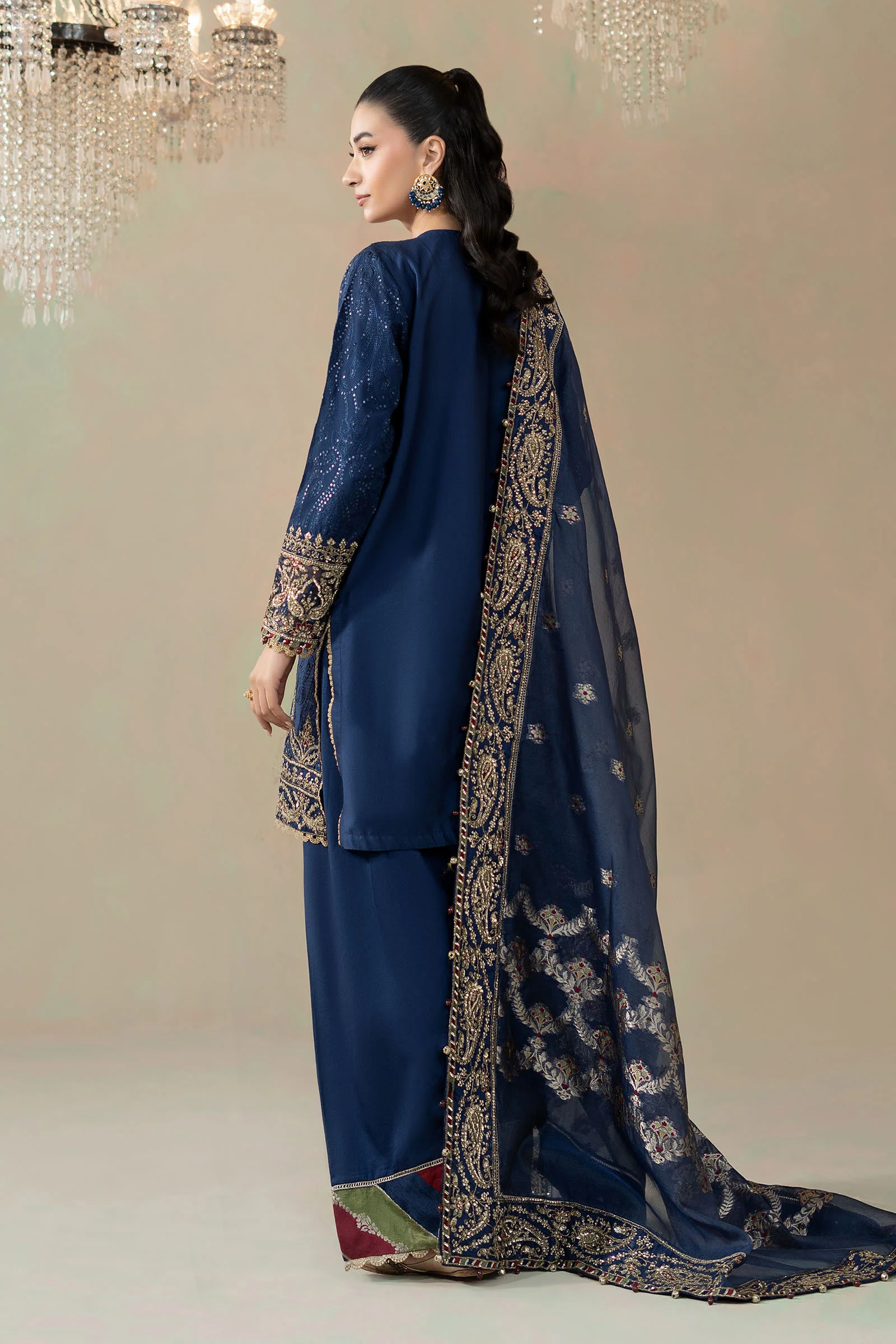 3 Piece Embroidered Cotton Satin Suit | CSS-804
