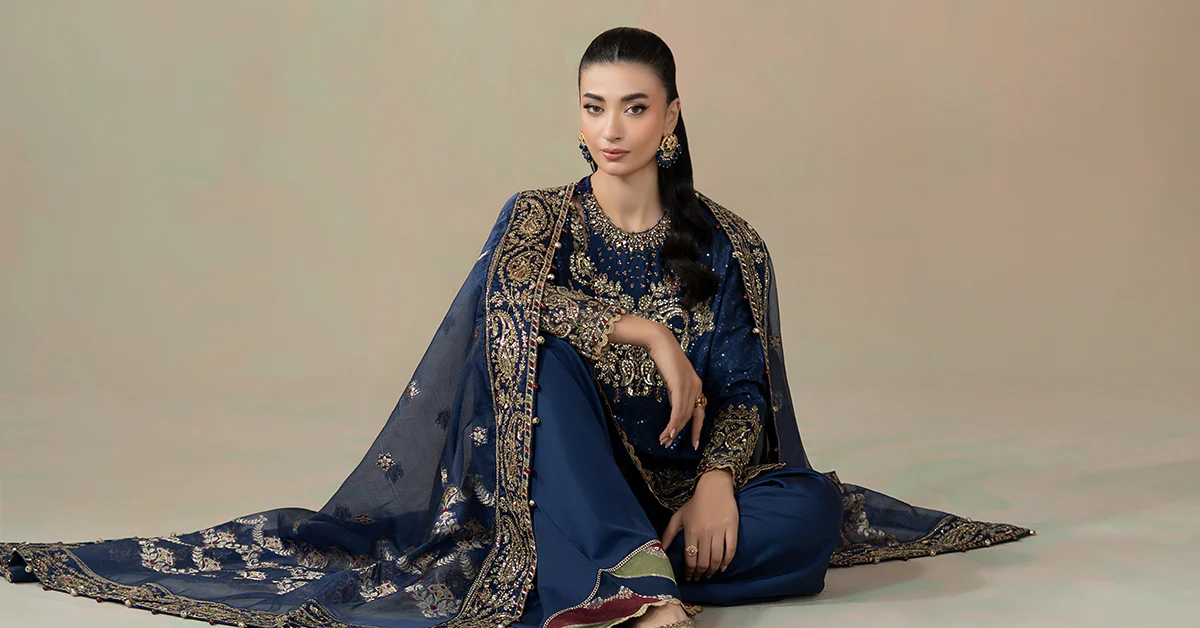 3 Piece Embroidered Cotton Satin Suit | CSS-804