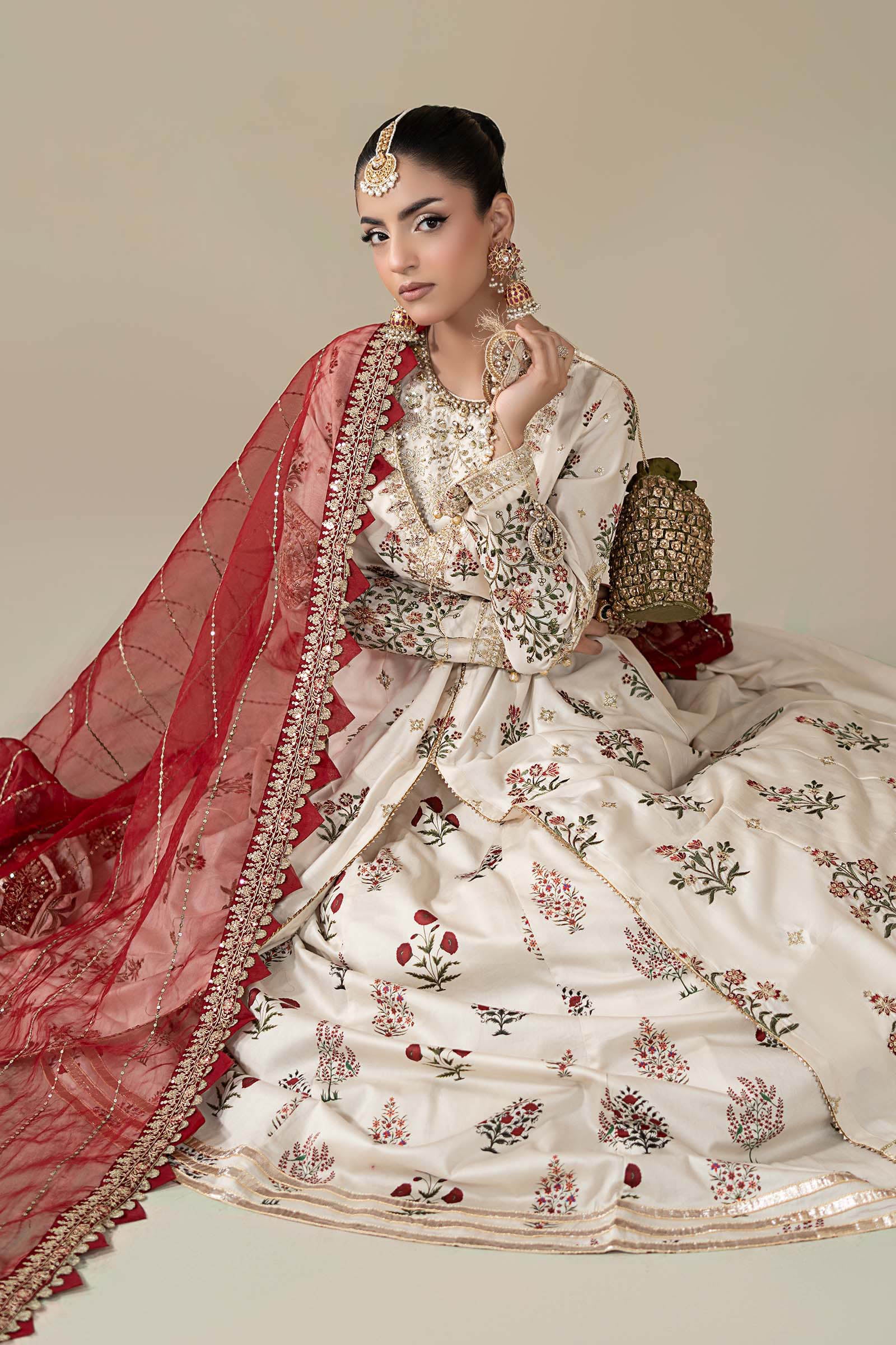 3 Piece Embroidered Cotton Satin Suit | CSS-801