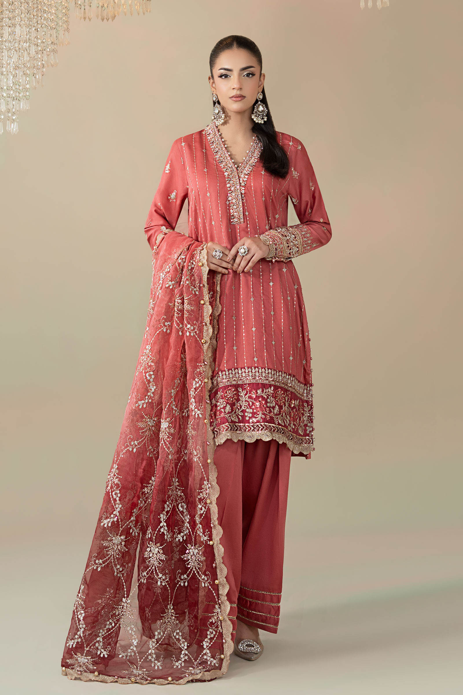 3 Piece Embroidered Cotton Satin Suit | CSS-809