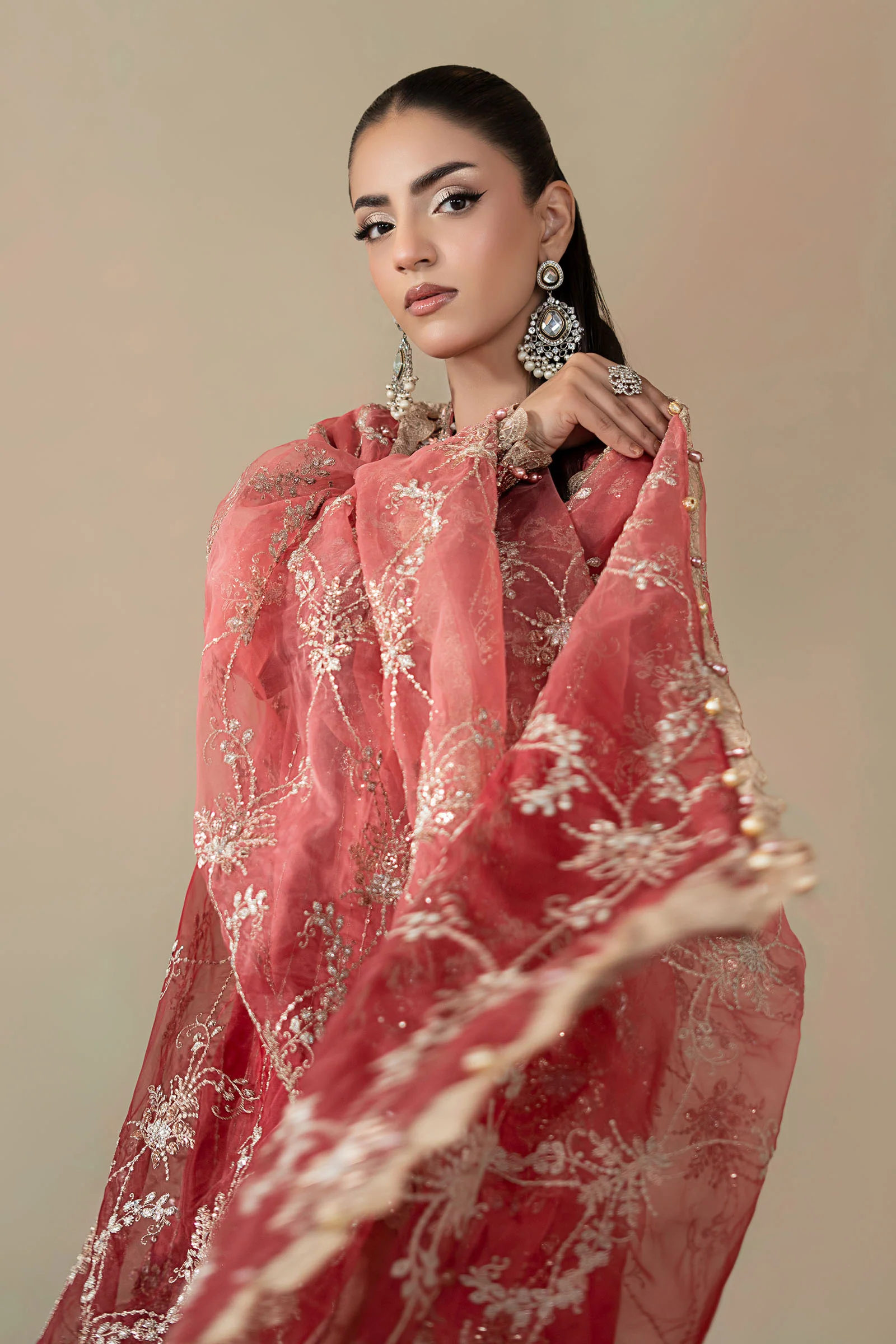3 Piece Embroidered Cotton Satin Suit | CSS-809