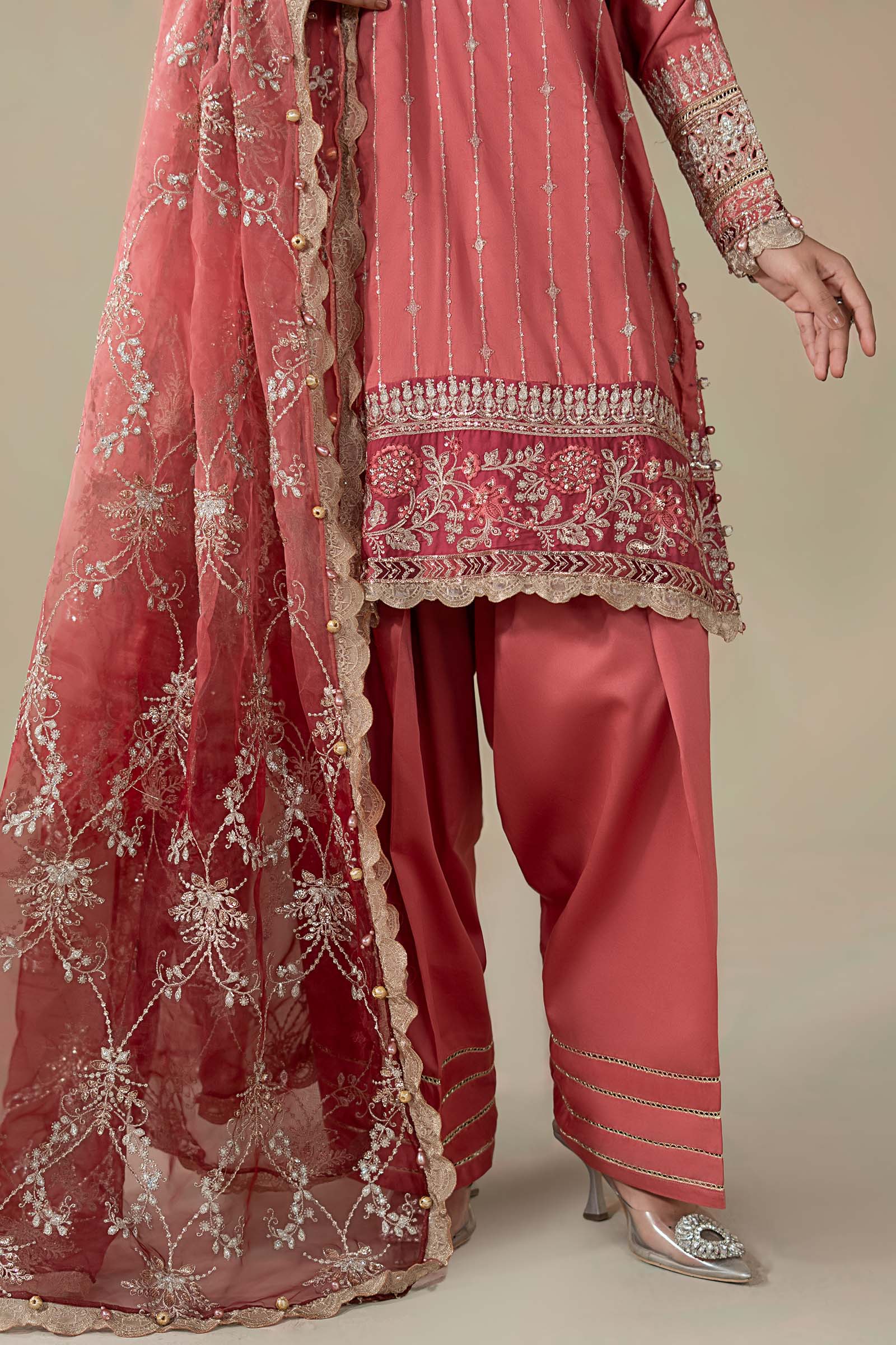 3 Piece Embroidered Cotton Satin Suit | CSS-809