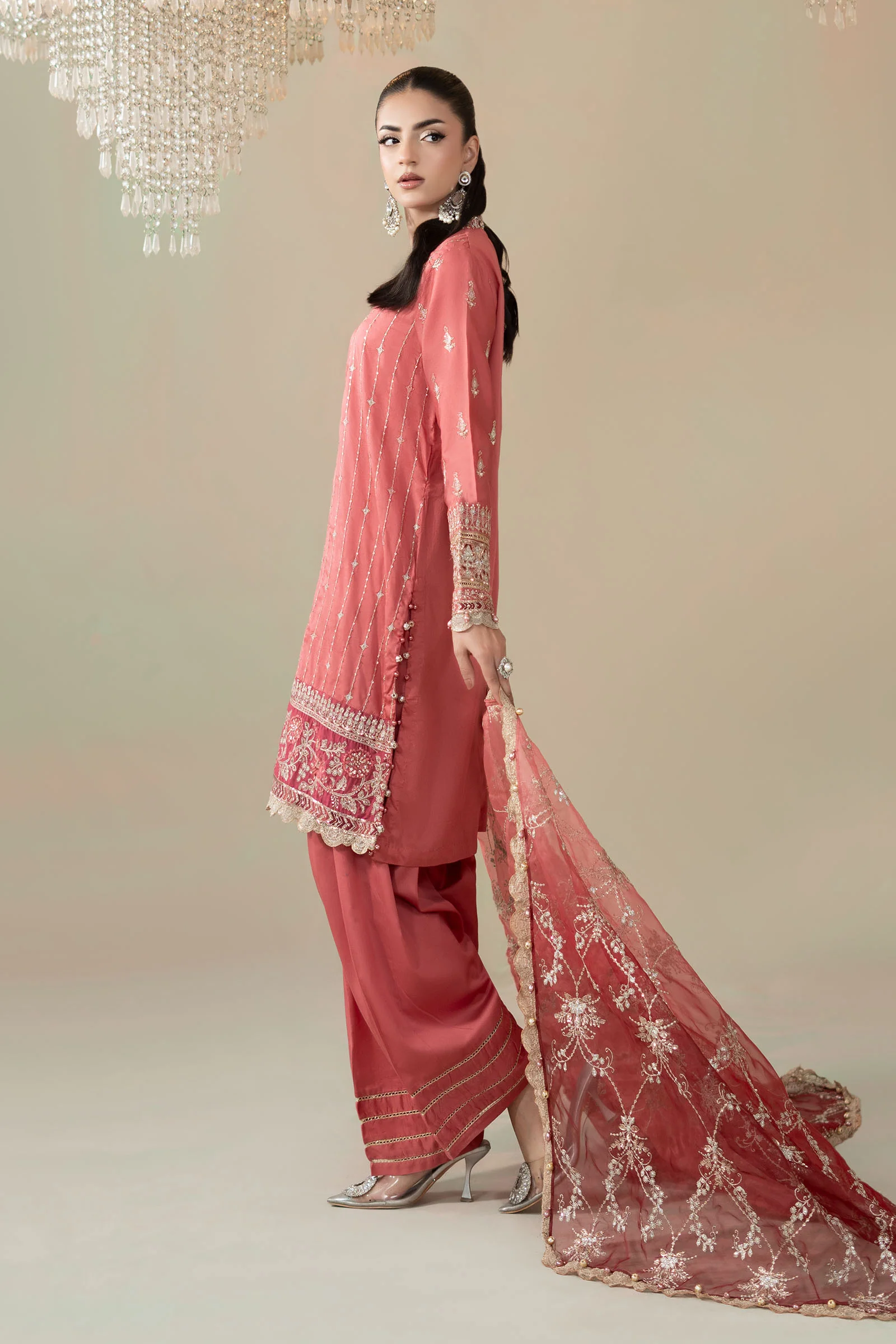 3 Piece Embroidered Cotton Satin Suit | CSS-809