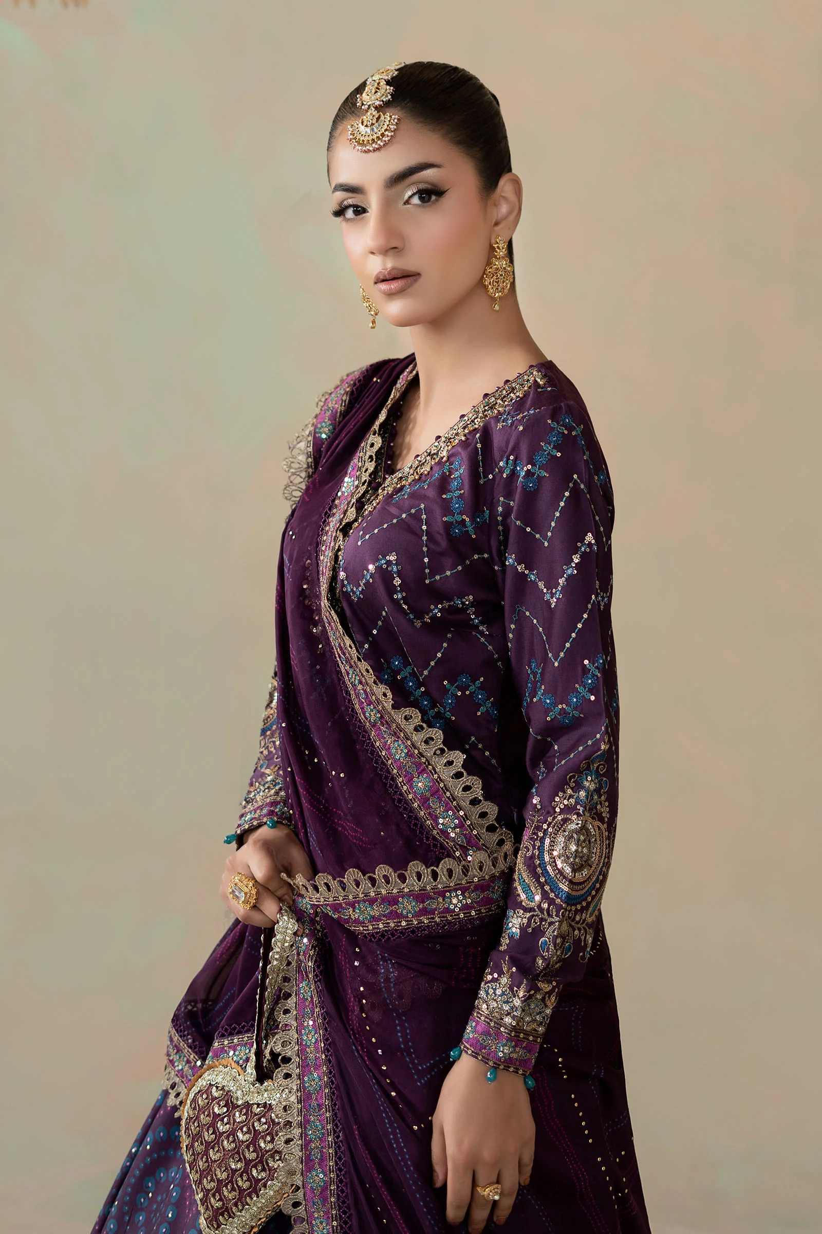 3 Piece Embroidered Cotton Satin Suit | CSS-802