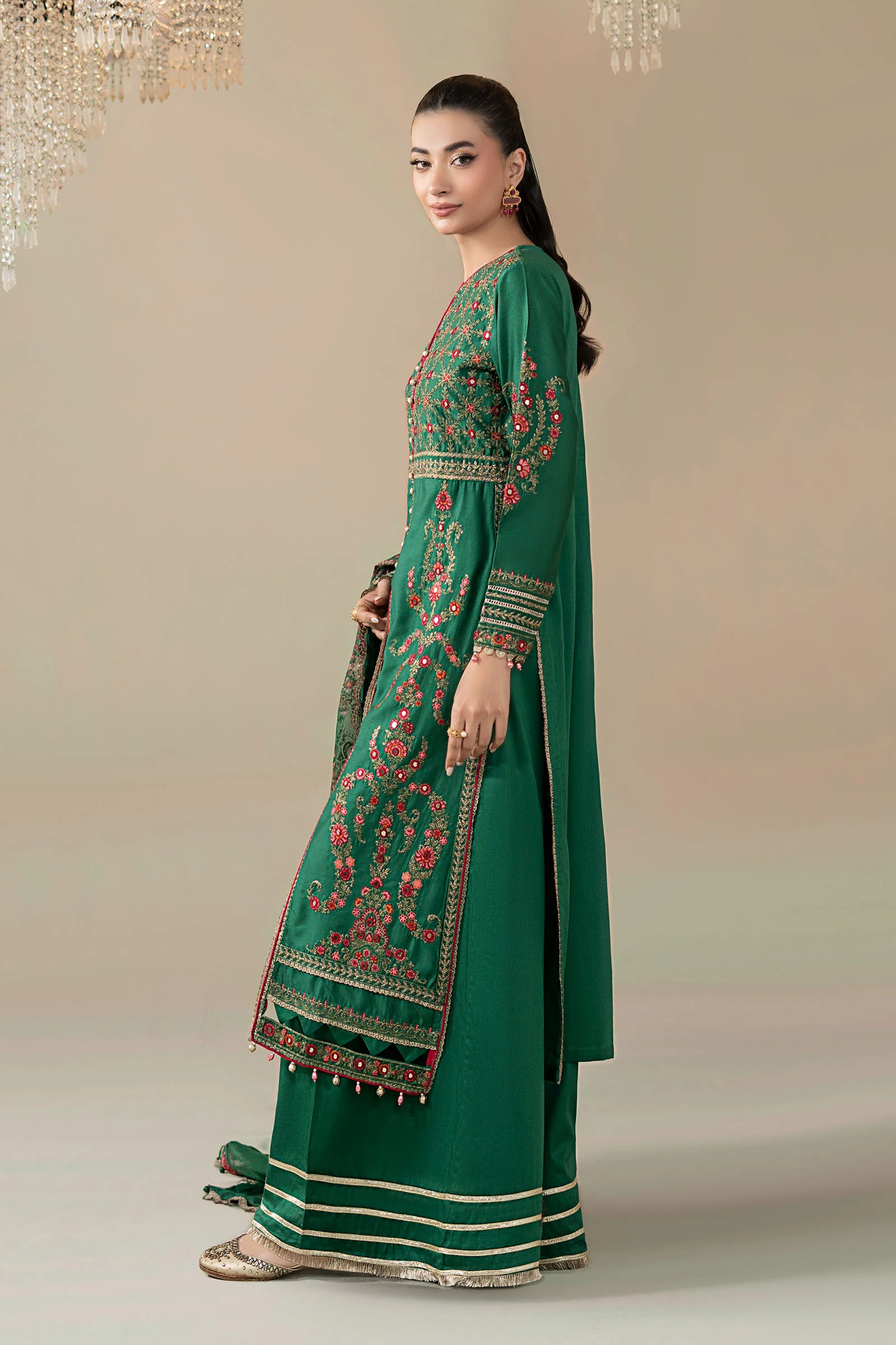 3 Piece Embroidered Cotton Satin Suit | CSS-811