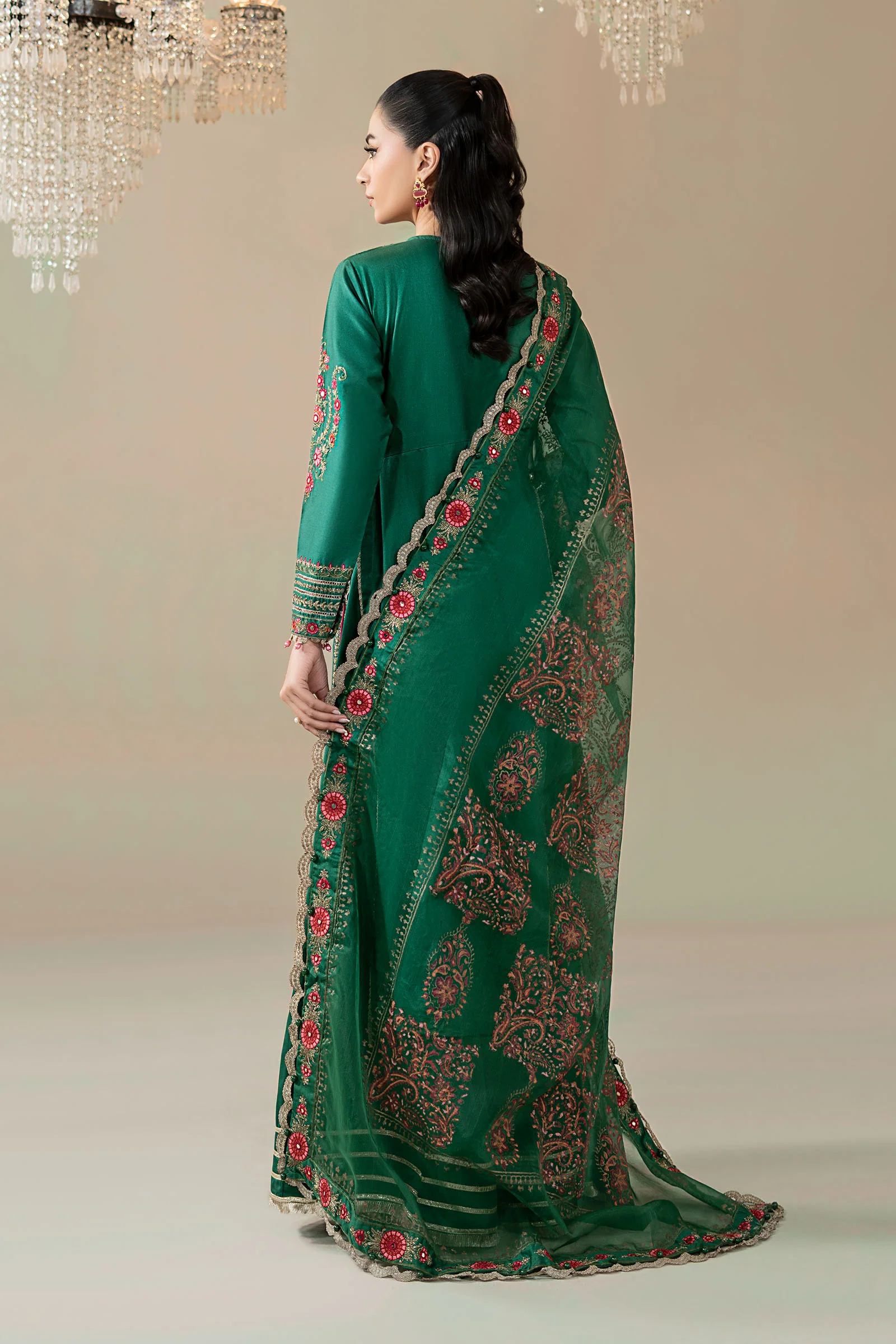 3 Piece Embroidered Cotton Satin Suit | CSS-811