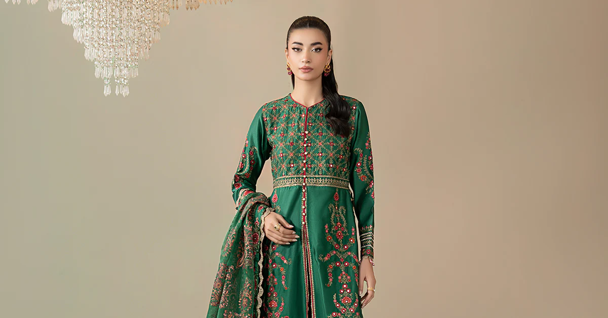 3 Piece Embroidered Cotton Satin Suit | CSS-811