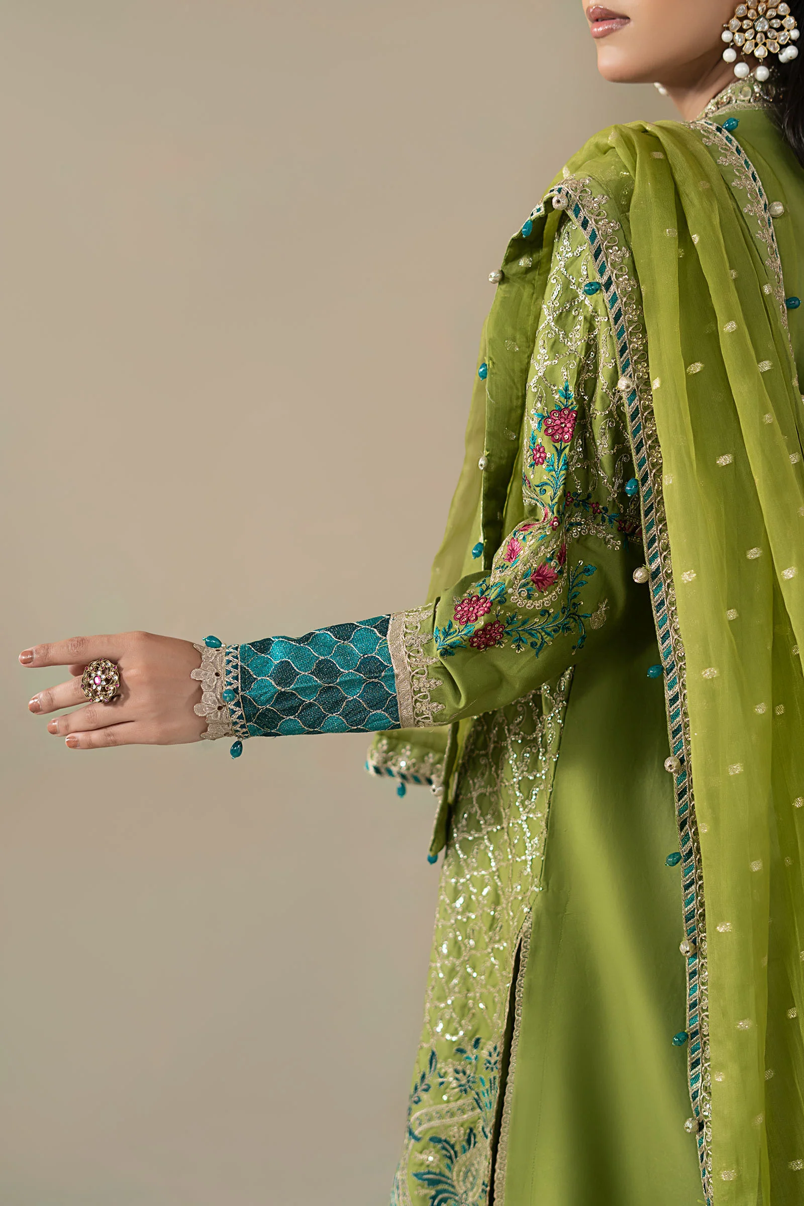 3 Piece Embroidered Cotton Satin Suit | CSS-803