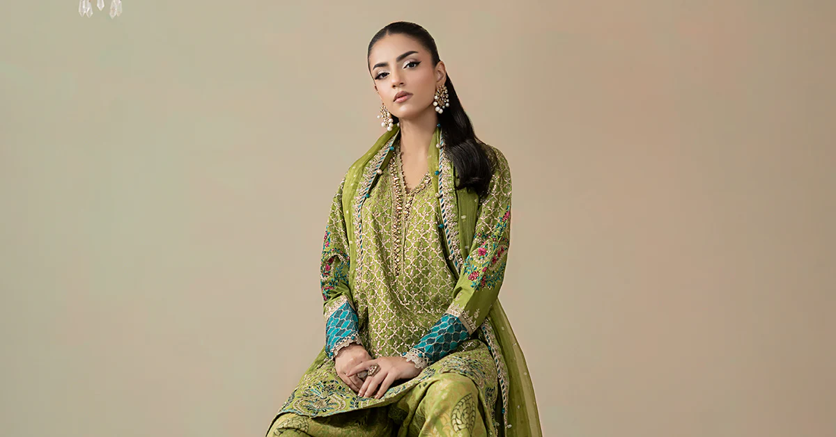 3 Piece Embroidered Cotton Satin Suit | CSS-803