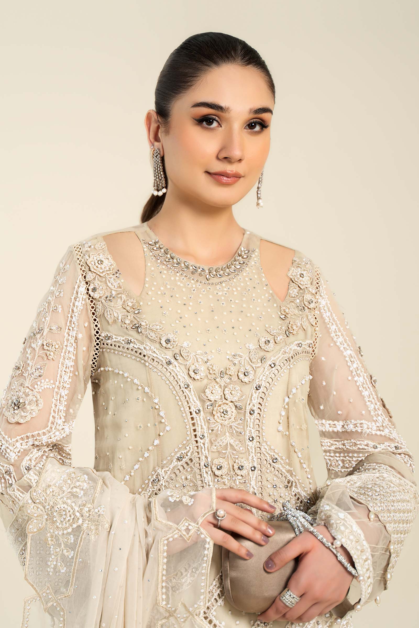 3 Piece Embroidered Chiffon Suit | MCS-24-104