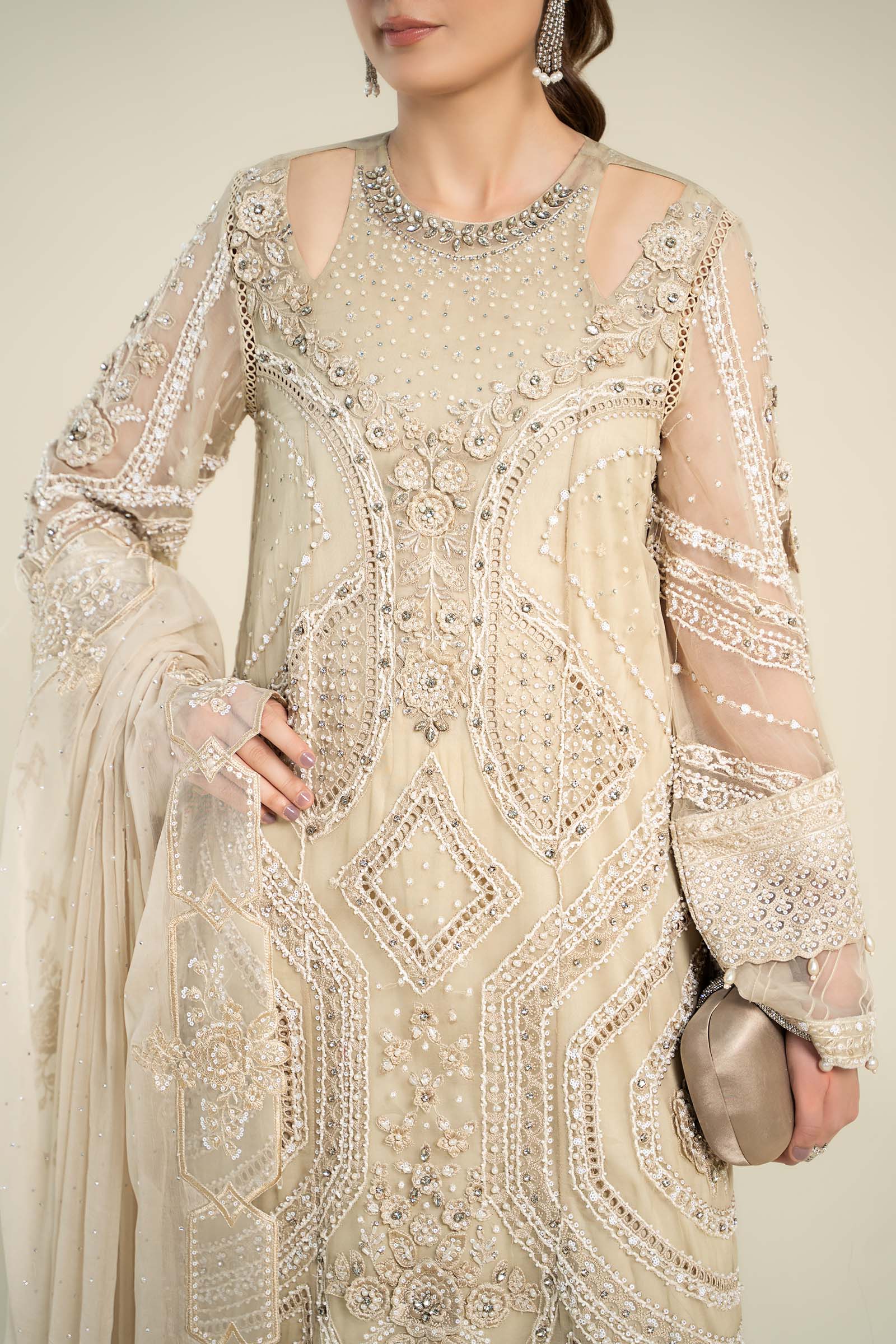 3 Piece Embroidered Chiffon Suit | MCS-24-104