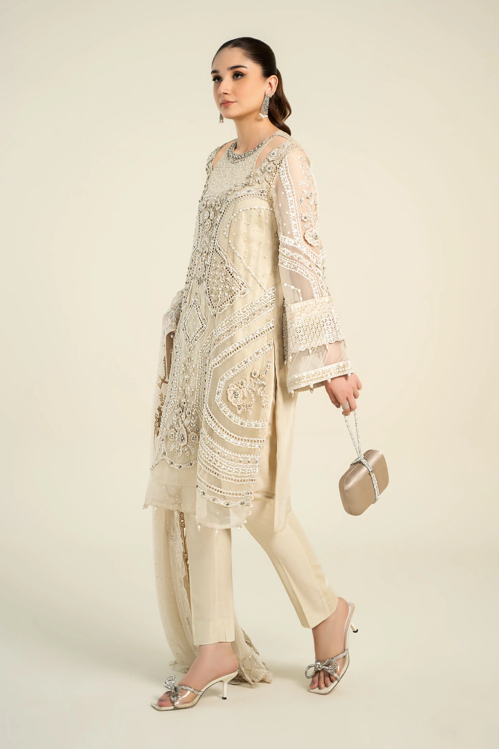 3 Piece Embroidered Chiffon Suit | MCS-24-104