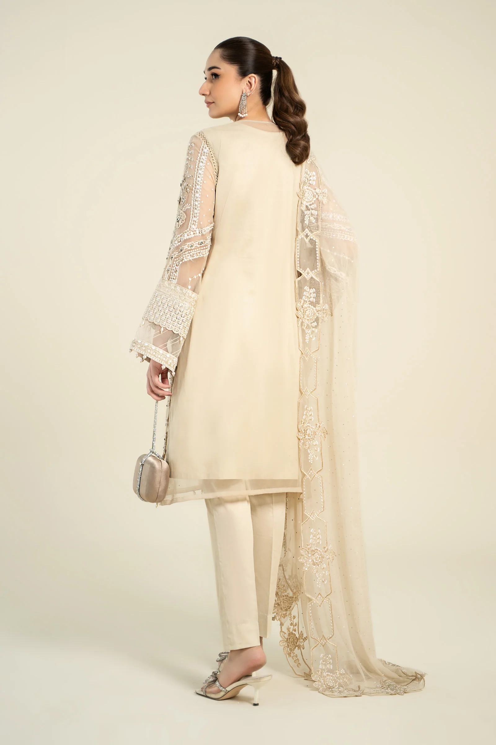 3 Piece Embroidered Chiffon Suit | MCS-24-104