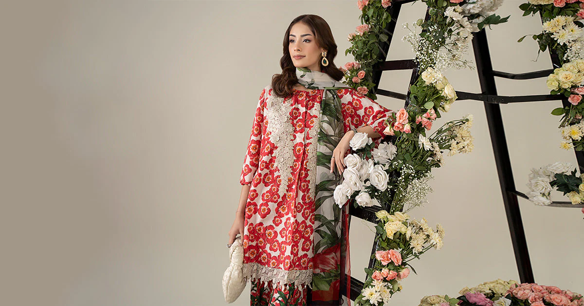 3 Piece Embroidered Lawn Suit | MPS-2606-B